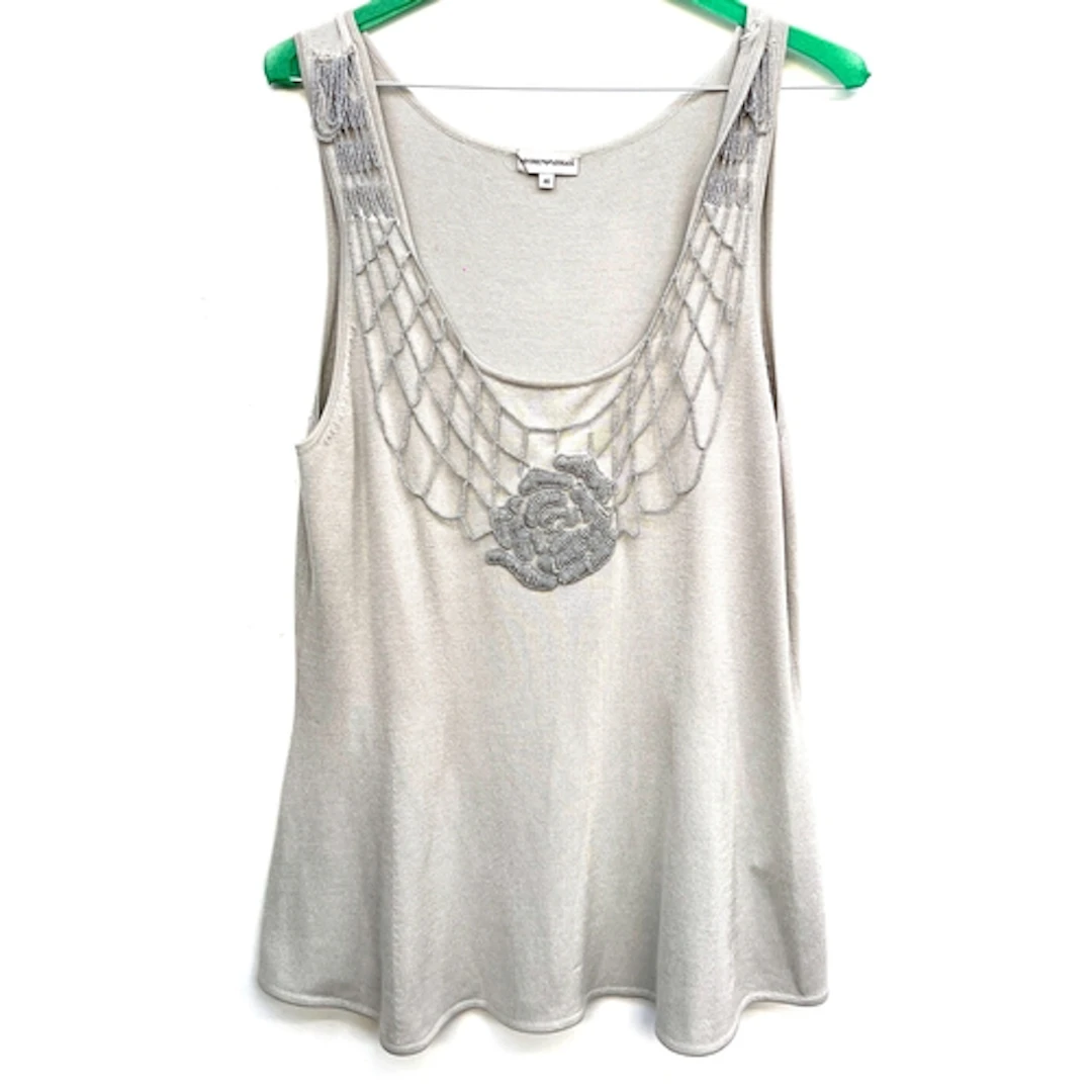 An Emporio Armani silk blend sleeveless top with beaded desi...