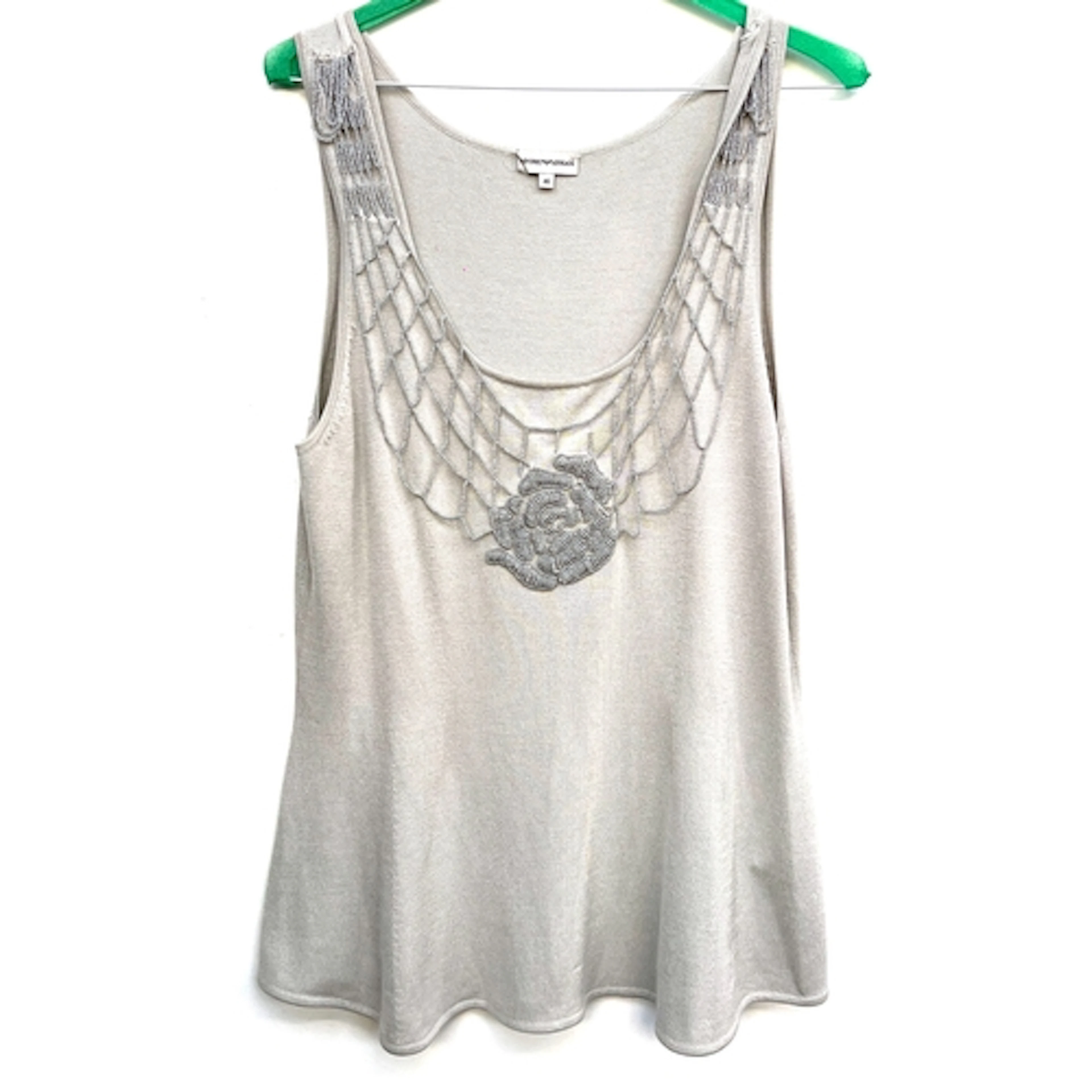 An Emporio Armani silk blend sleeveless top with beaded desi...