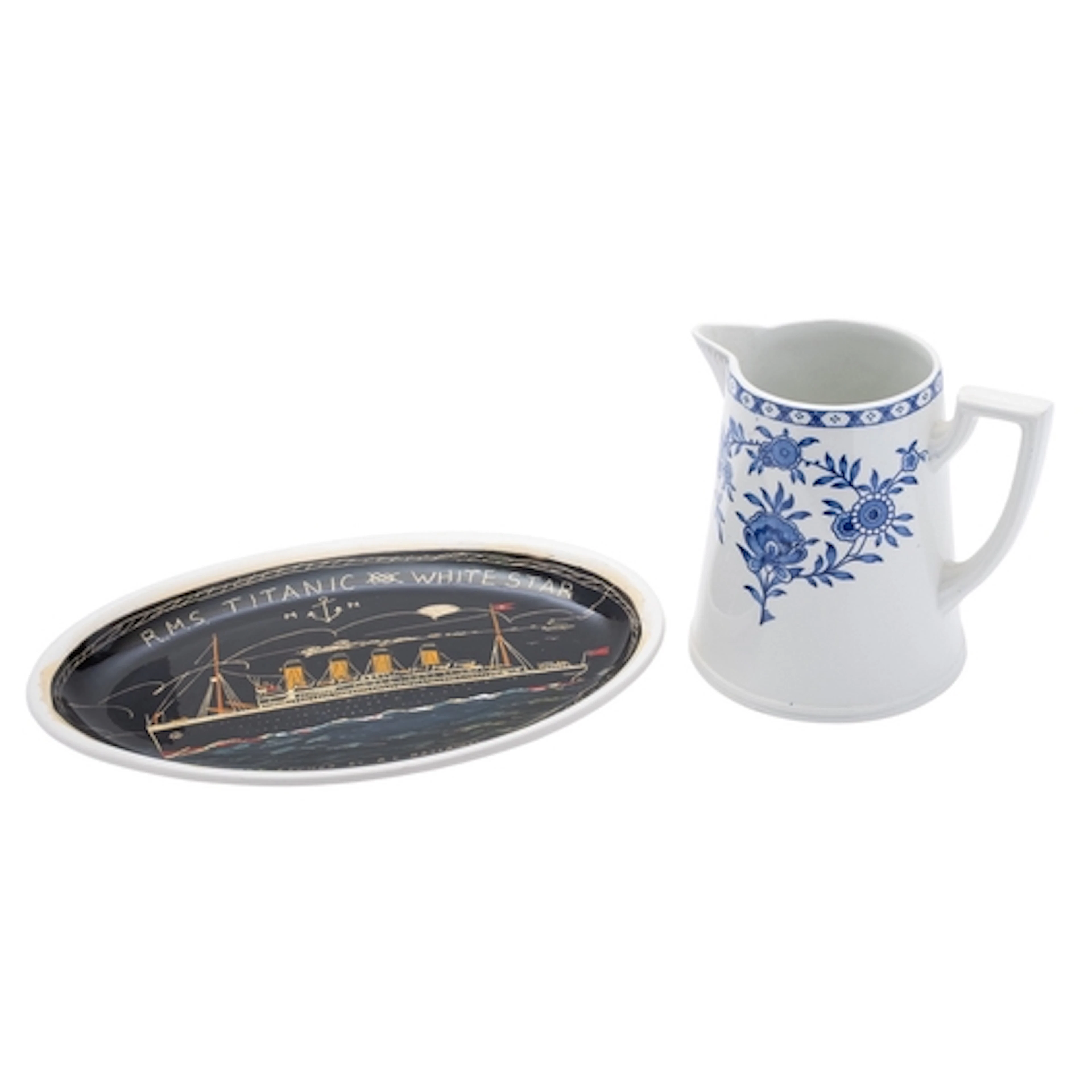 'RMS Titanic & White Star' A soot edged plate by R C Bottrie...