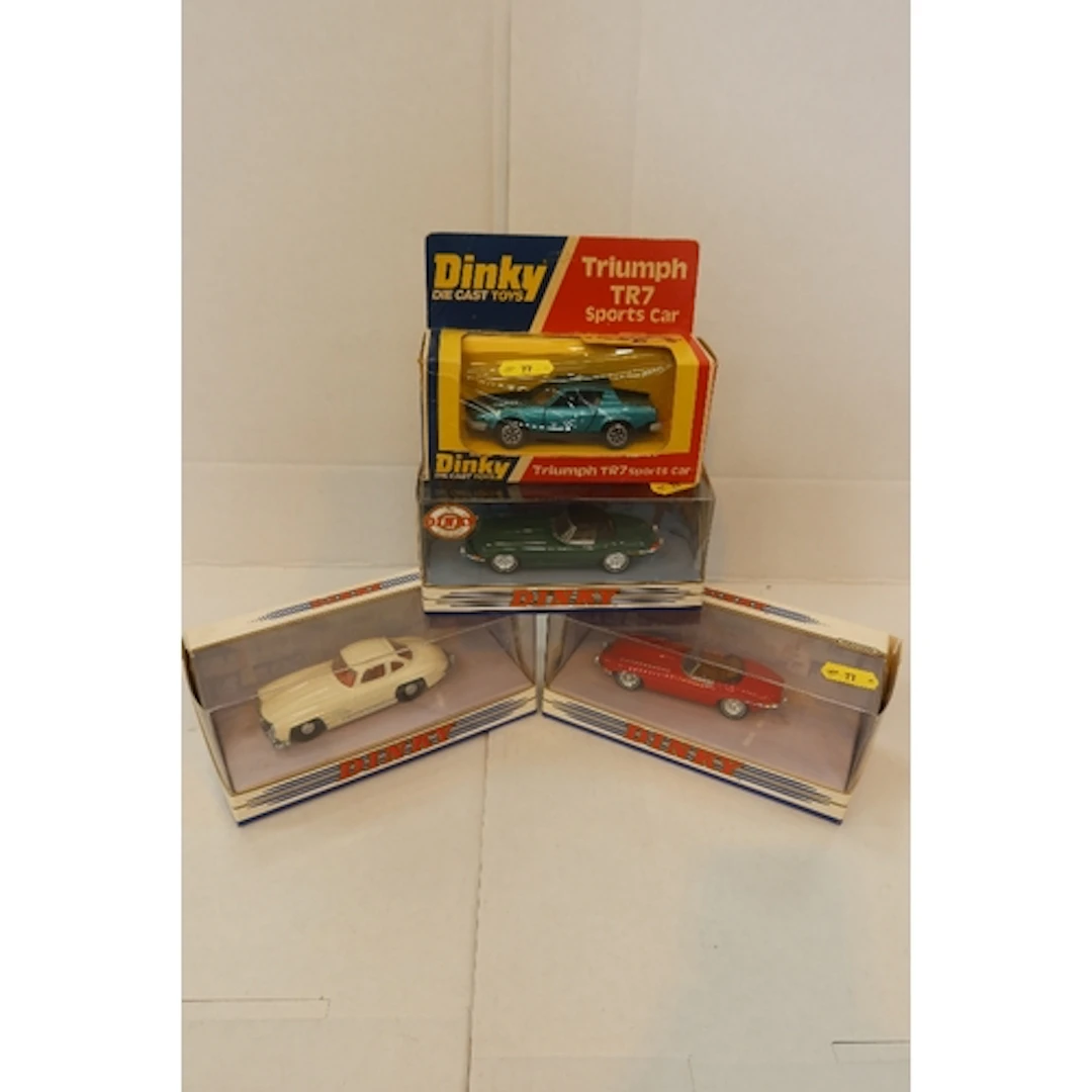 Dinky 2 x E Type Jag and a TR7 + SL 300 MB339
