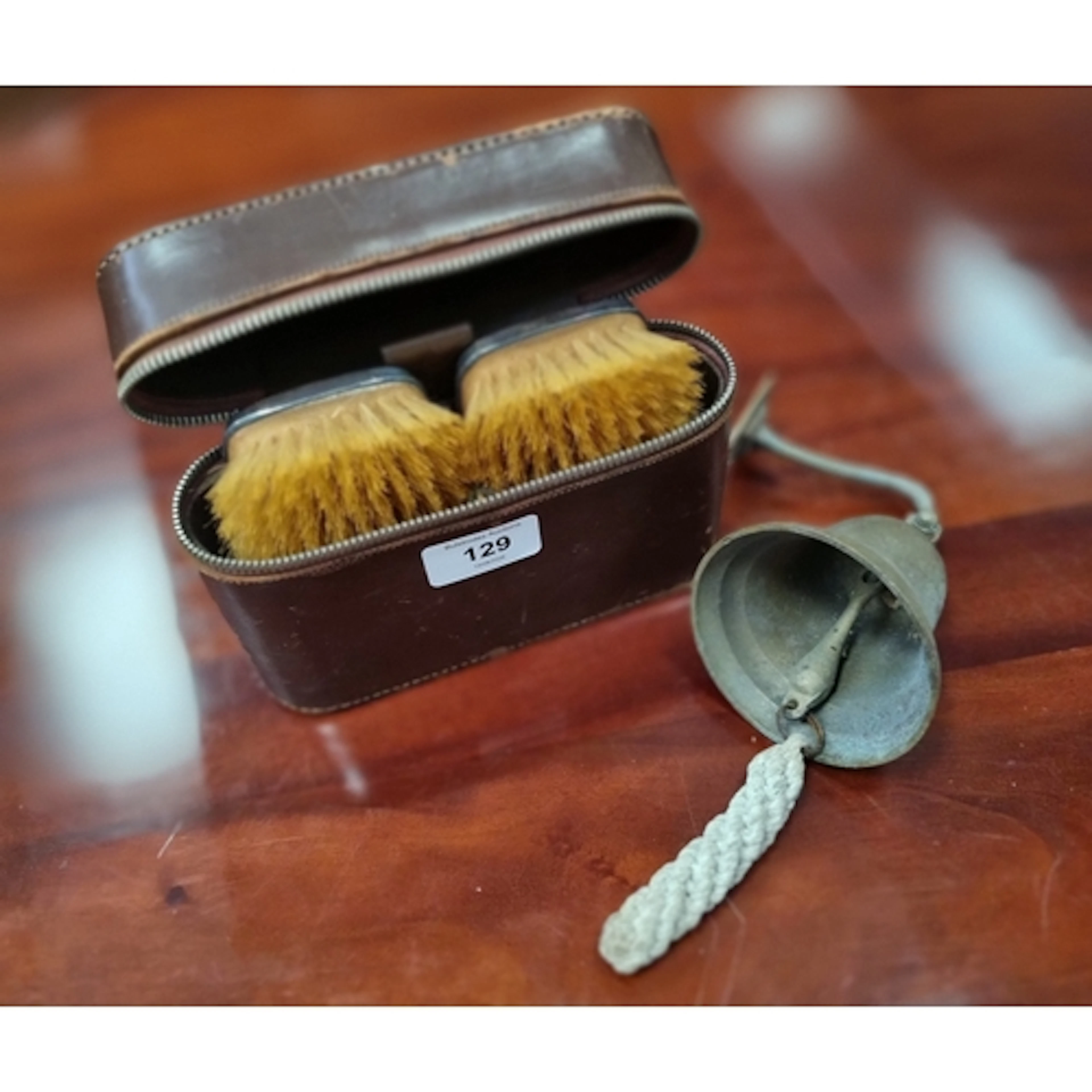 A pair of hallmarked silver backed gentleman's travelling br...
