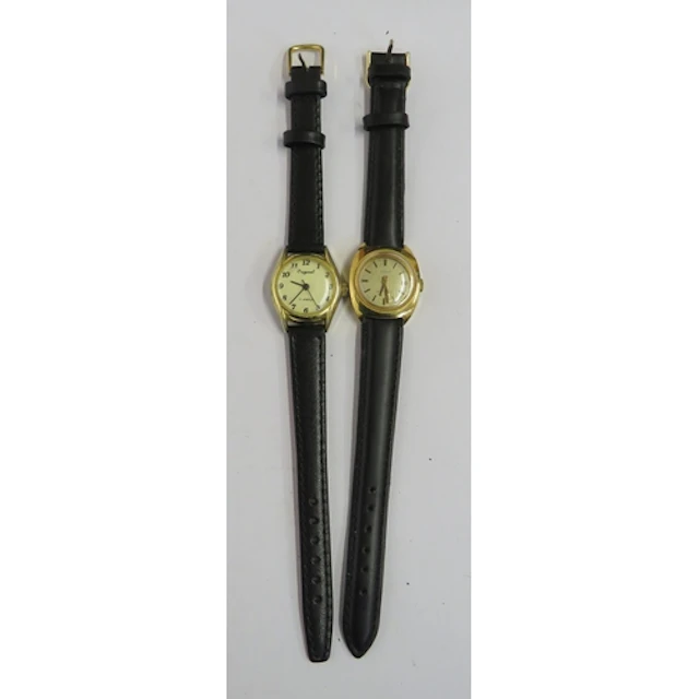 2 Ladies Watches with leather straps, Timex silvered dial, b...