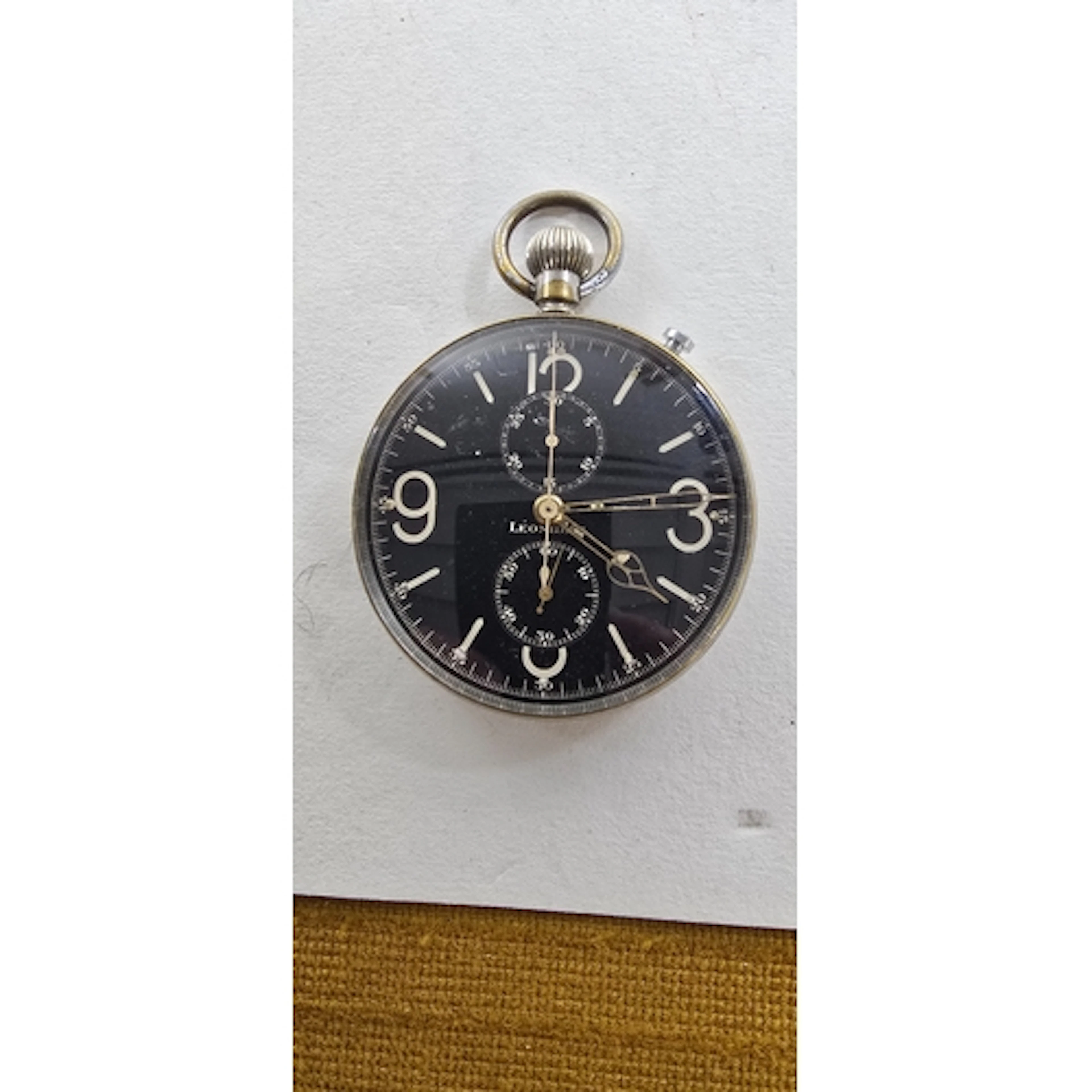 A "Leonidas" large chronograph pocket watch of the type used...
