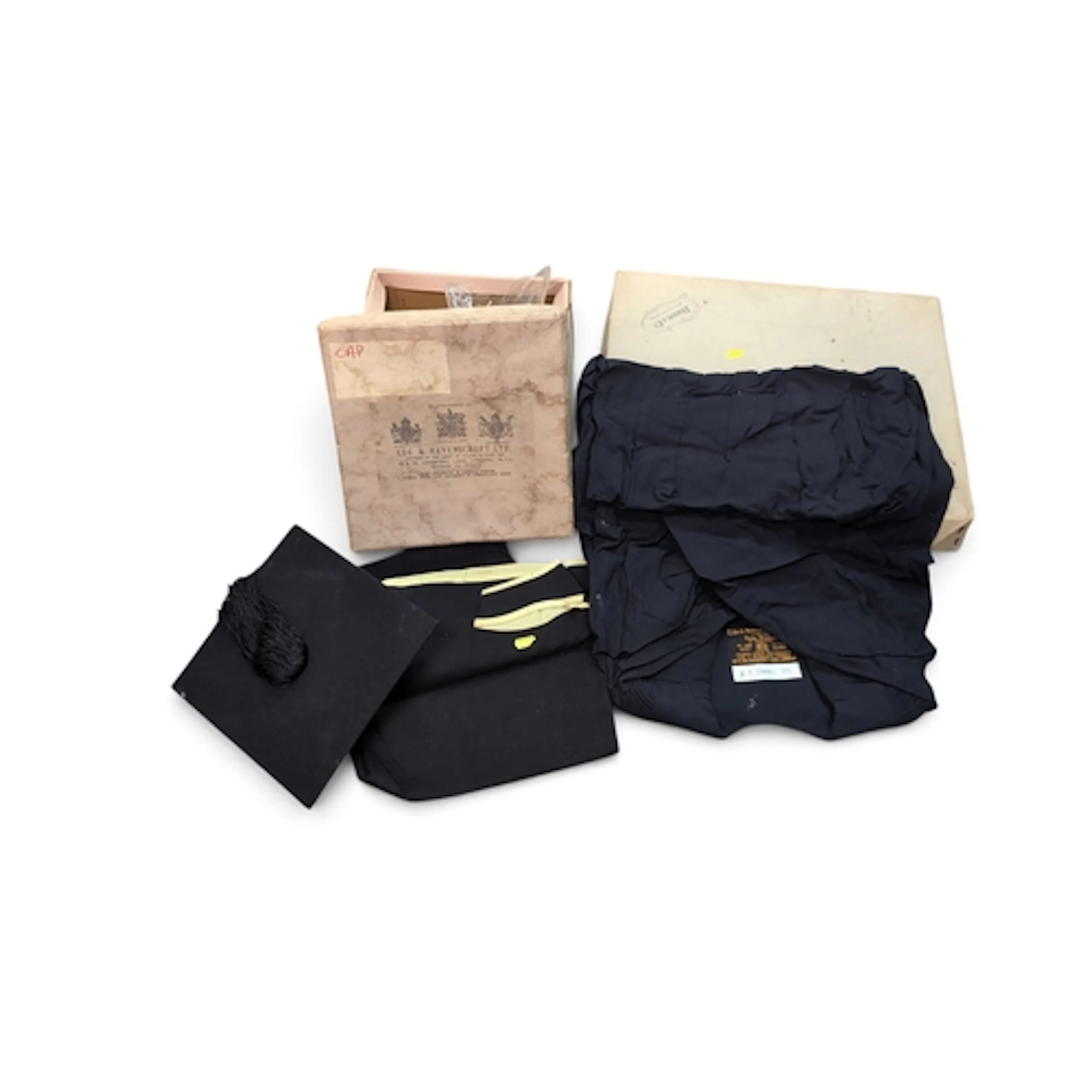 Ede & Ravenscroft academic gown with a black hood edged ...