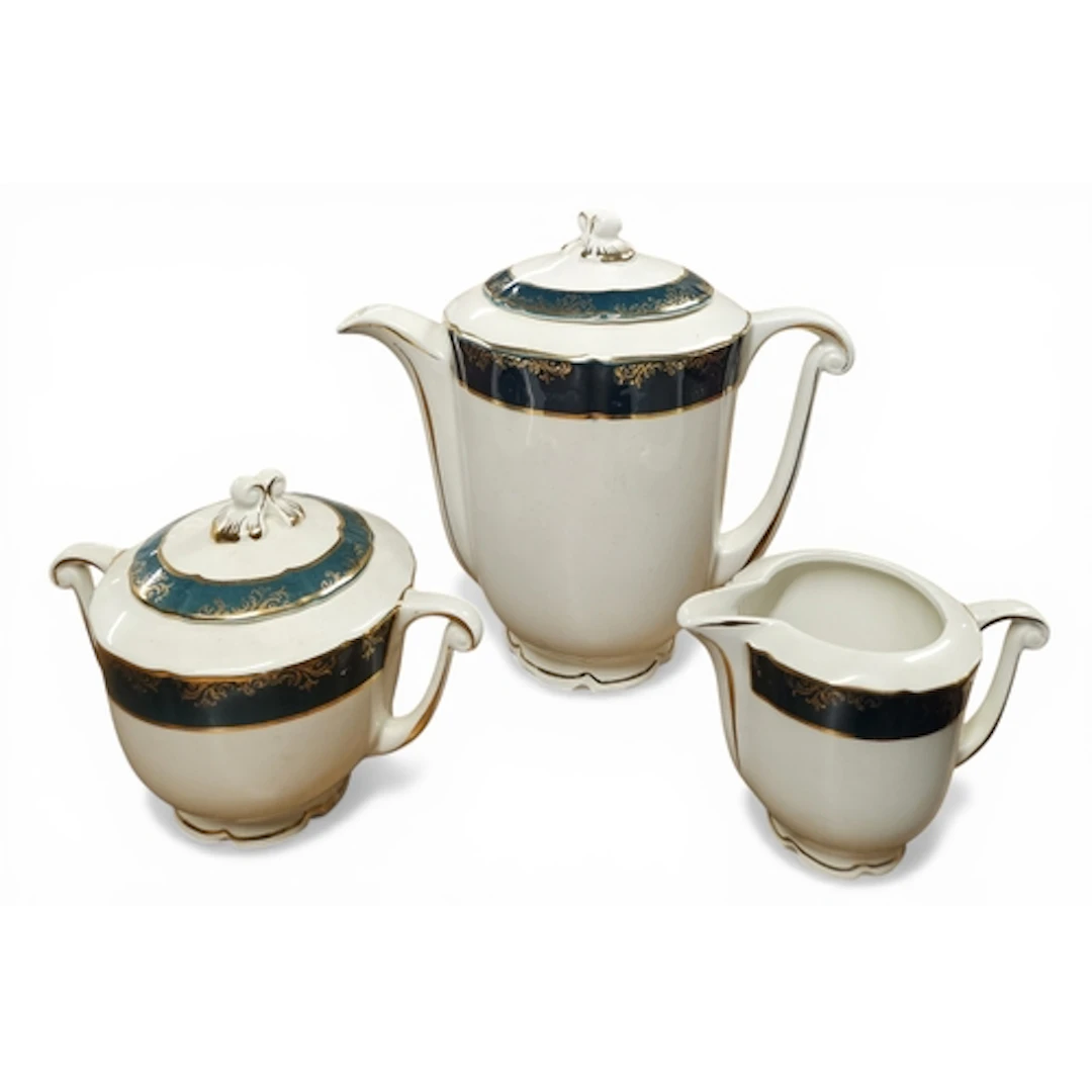 A large quantity of 19th Century Cleanord Dinnerwares with g...