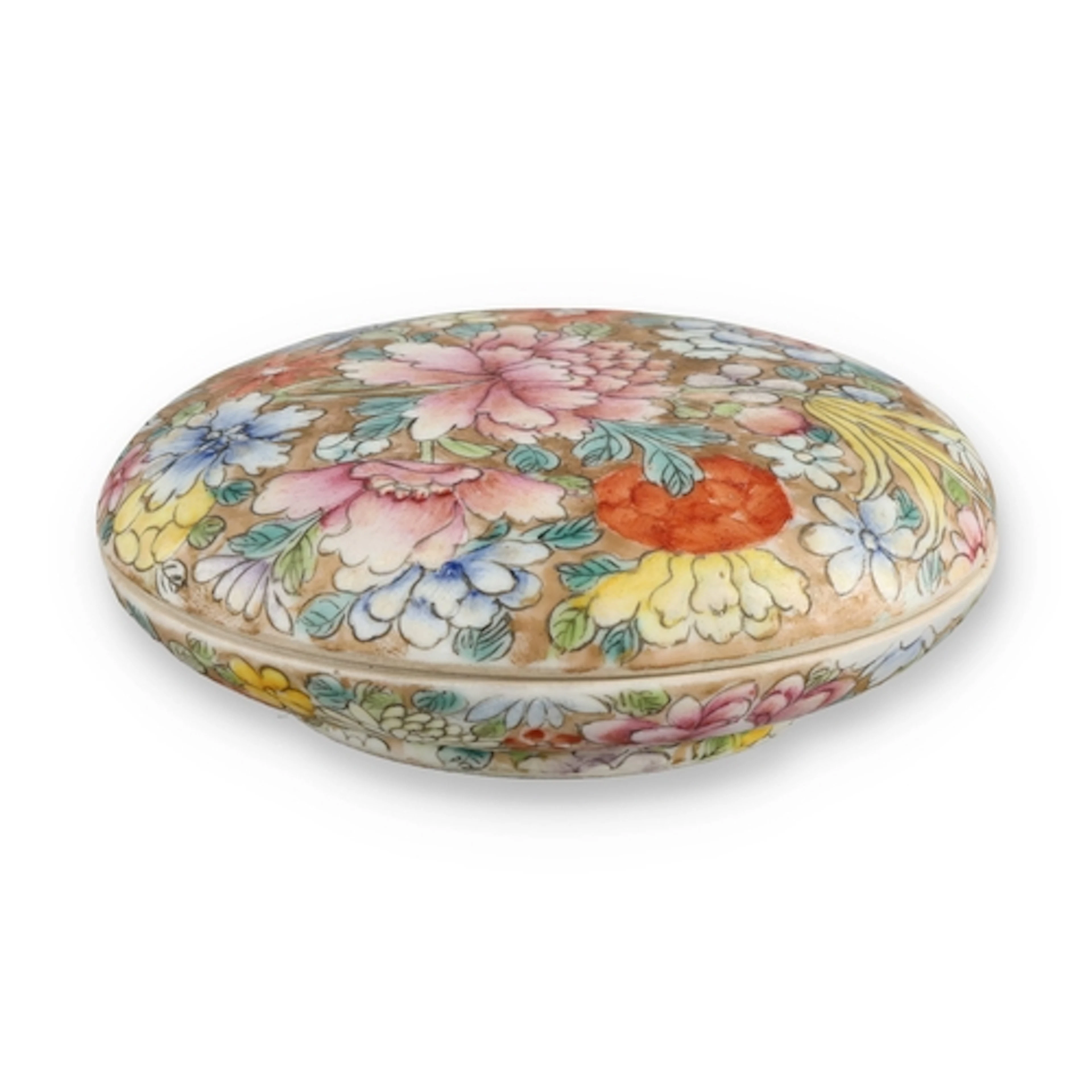 A CHINESE MILLEFLEURS (ONE THOUSAND FLOWERS) SEAL BOX AND CO...