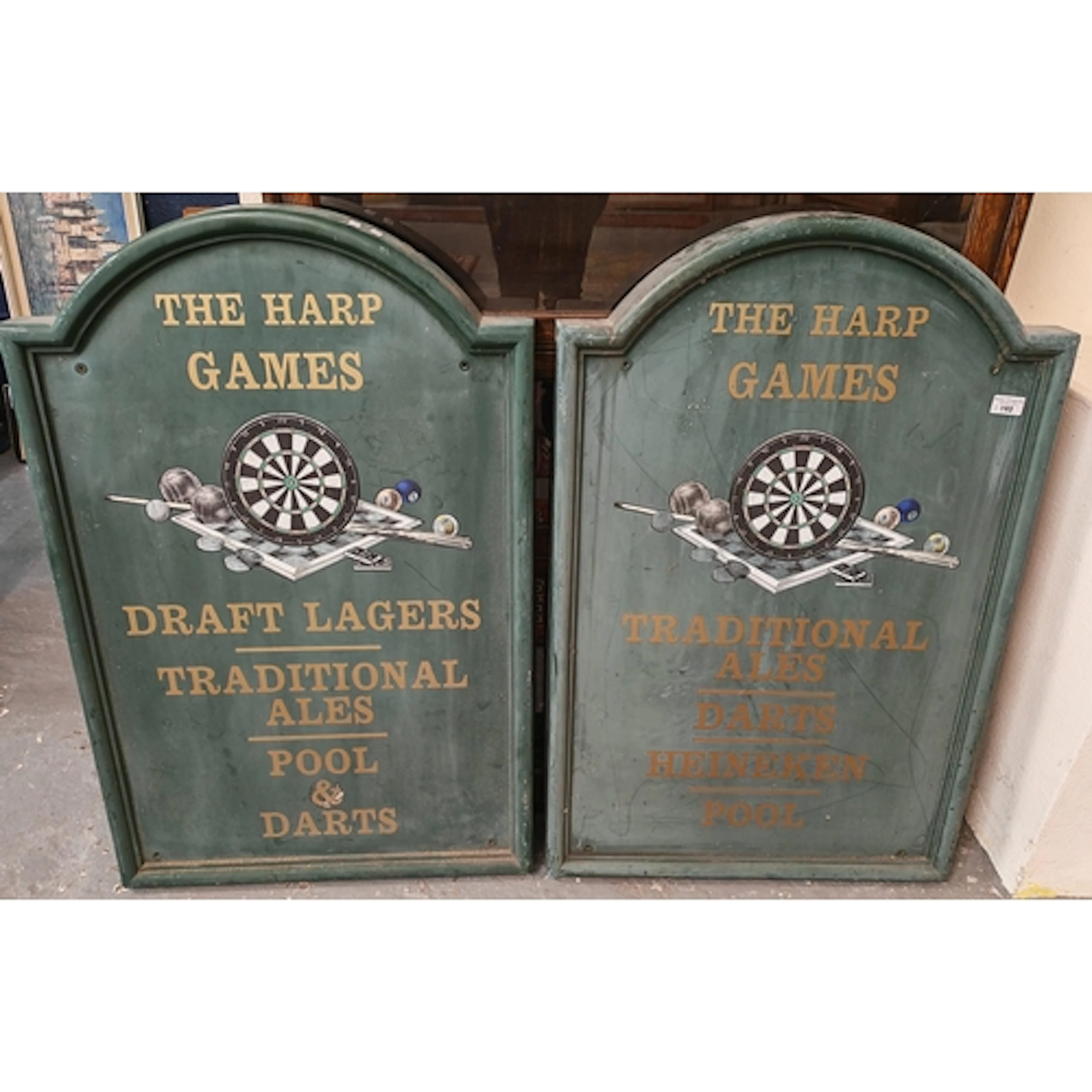 Two similar fiberglass and painted pub notice boards, 'The H...