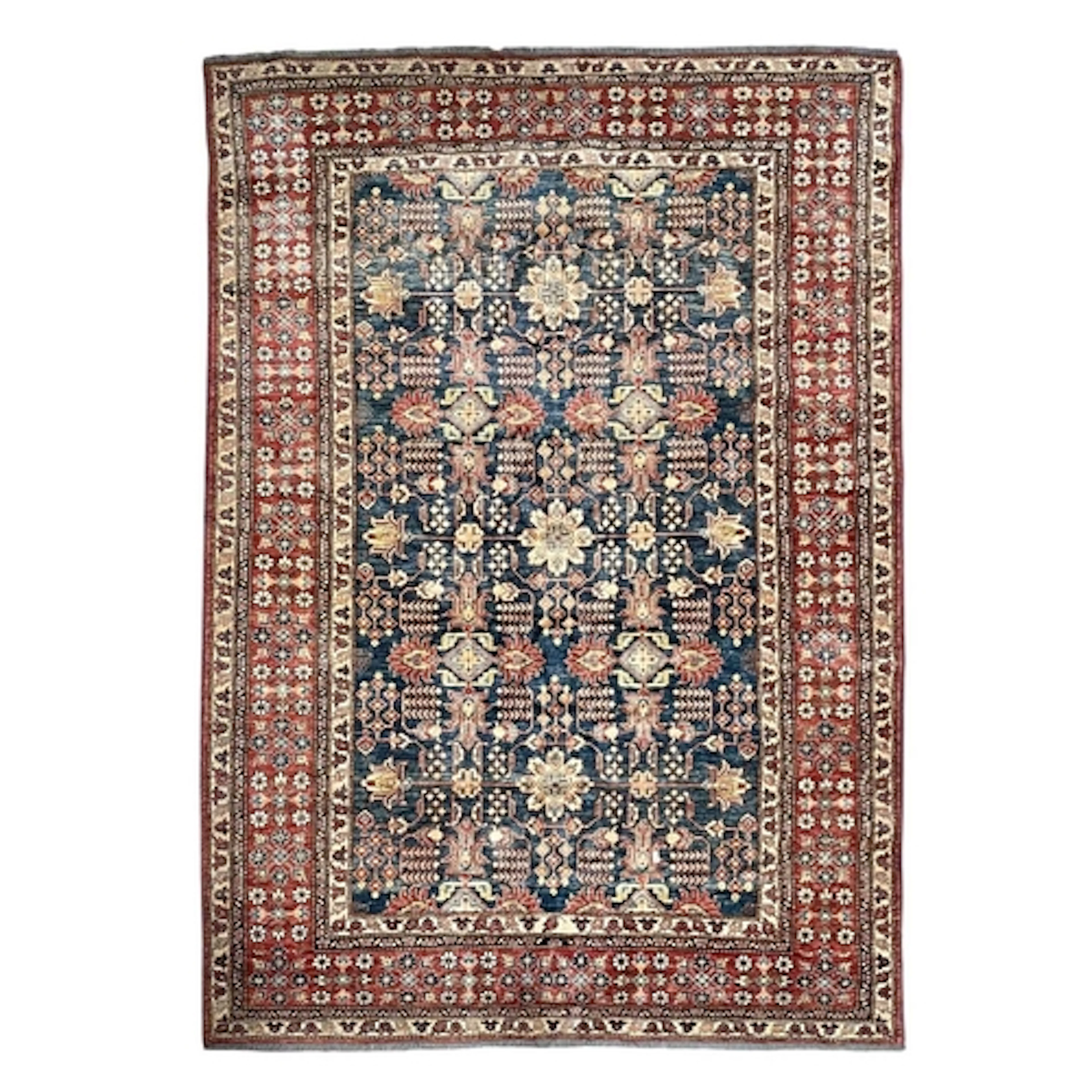 A large later 20th century Afghan Kazak-style floor carpet r...
