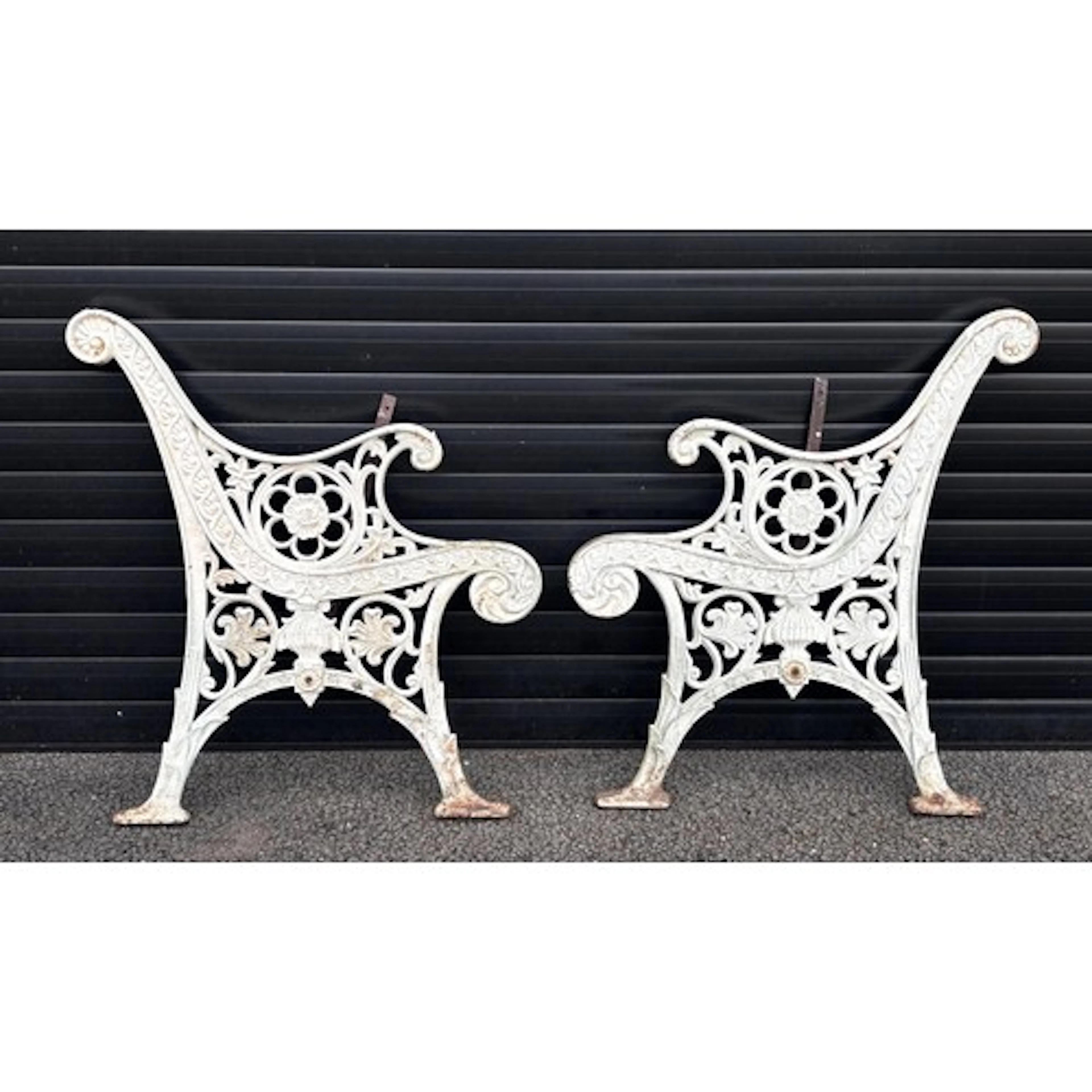 Two matching pairs of Victorian style painted cast iron gard...