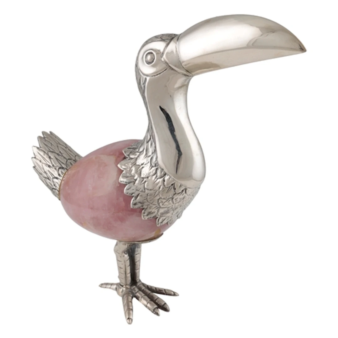 An Elizabeth II unmarked white metal mounted rose quartz fre...