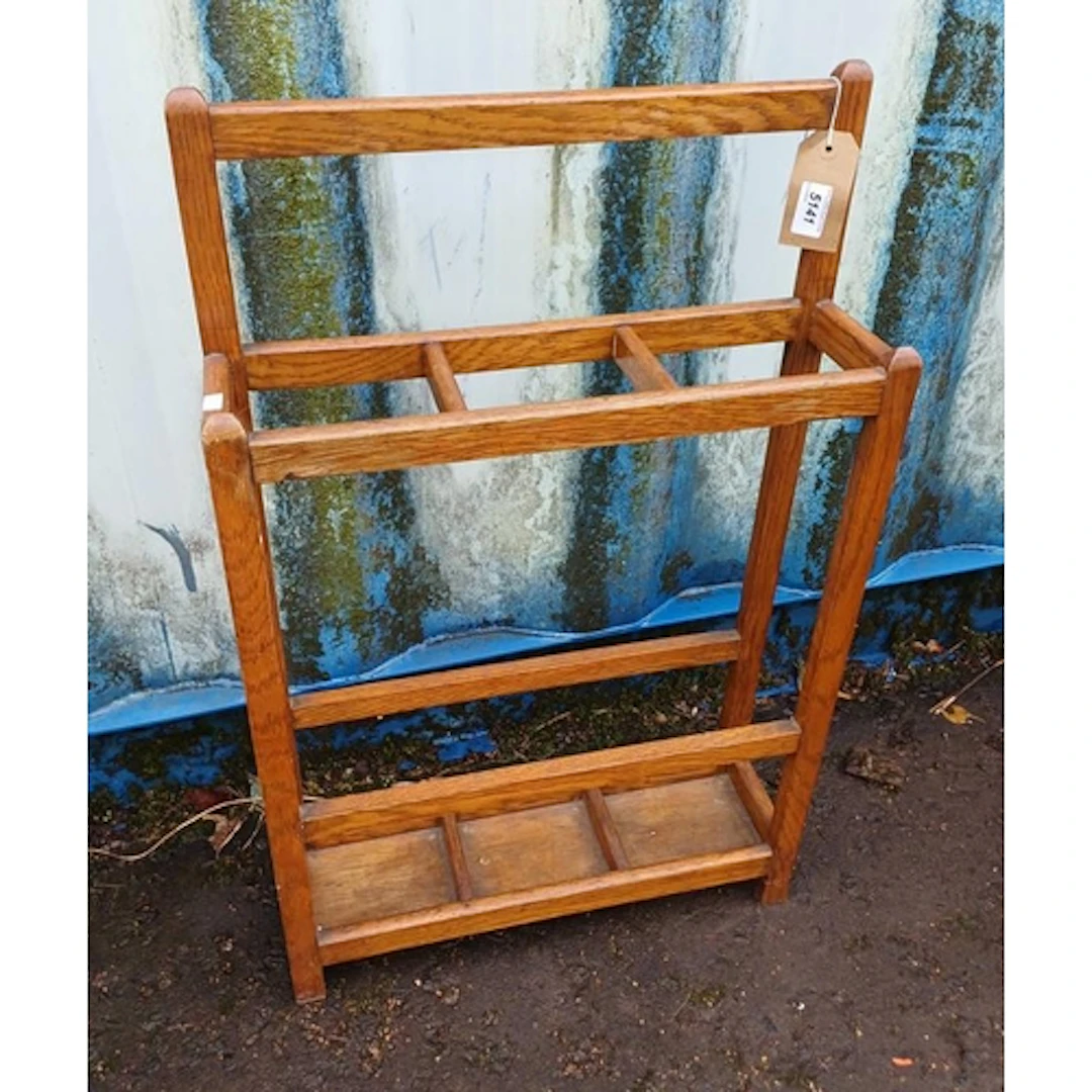 EARLY 20TH CENTURY OAK STICK STAND, 72CM TALL X 47CM WIDE