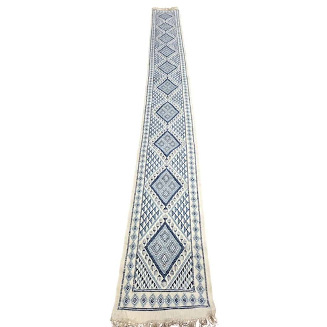 A good Tunisian Ivory ground Runner with repeating Central d...