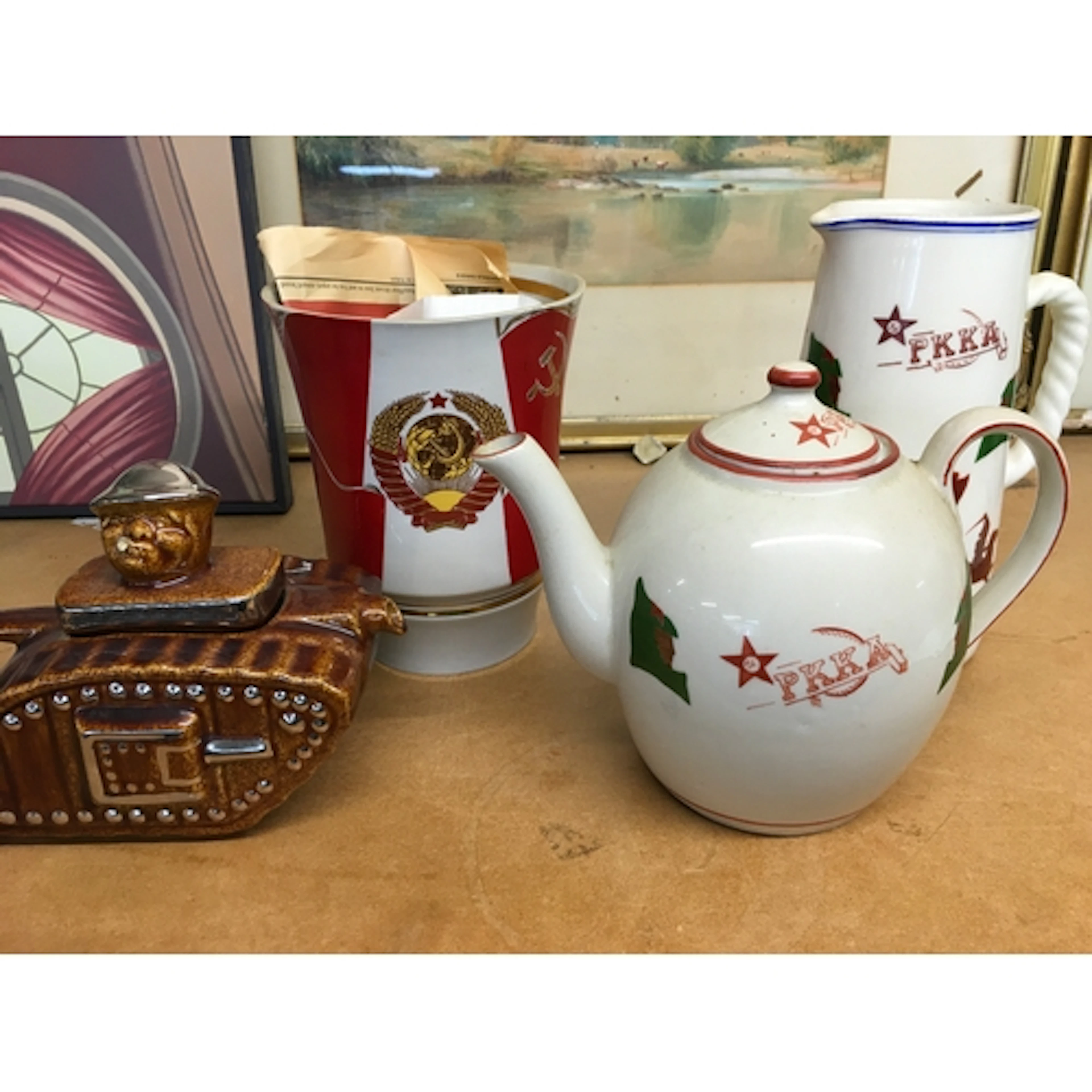 vintage Soviet porcelain teawares including a white porcelai...