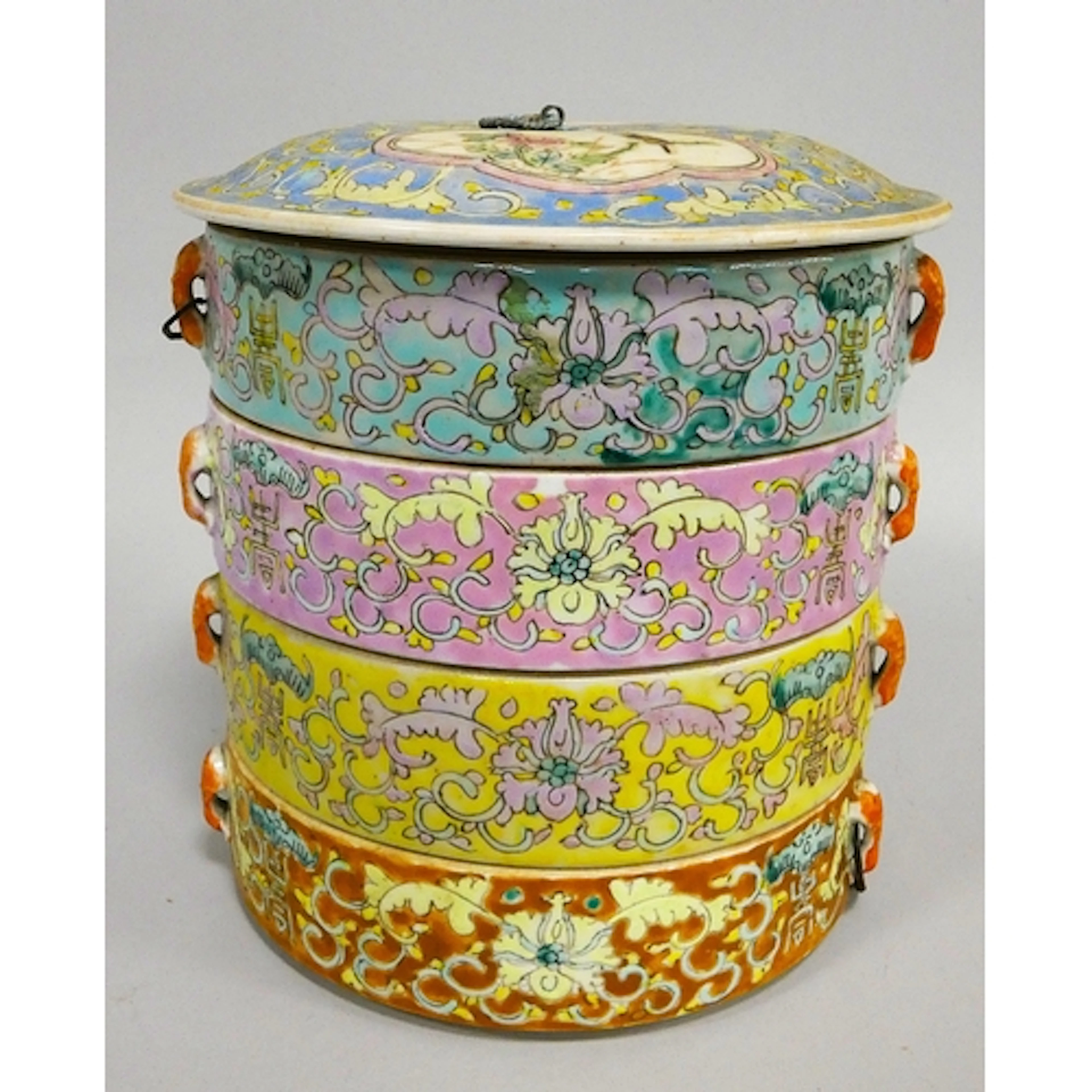 Chinese famille rose porcelain four tier tiffin box (tingat)...