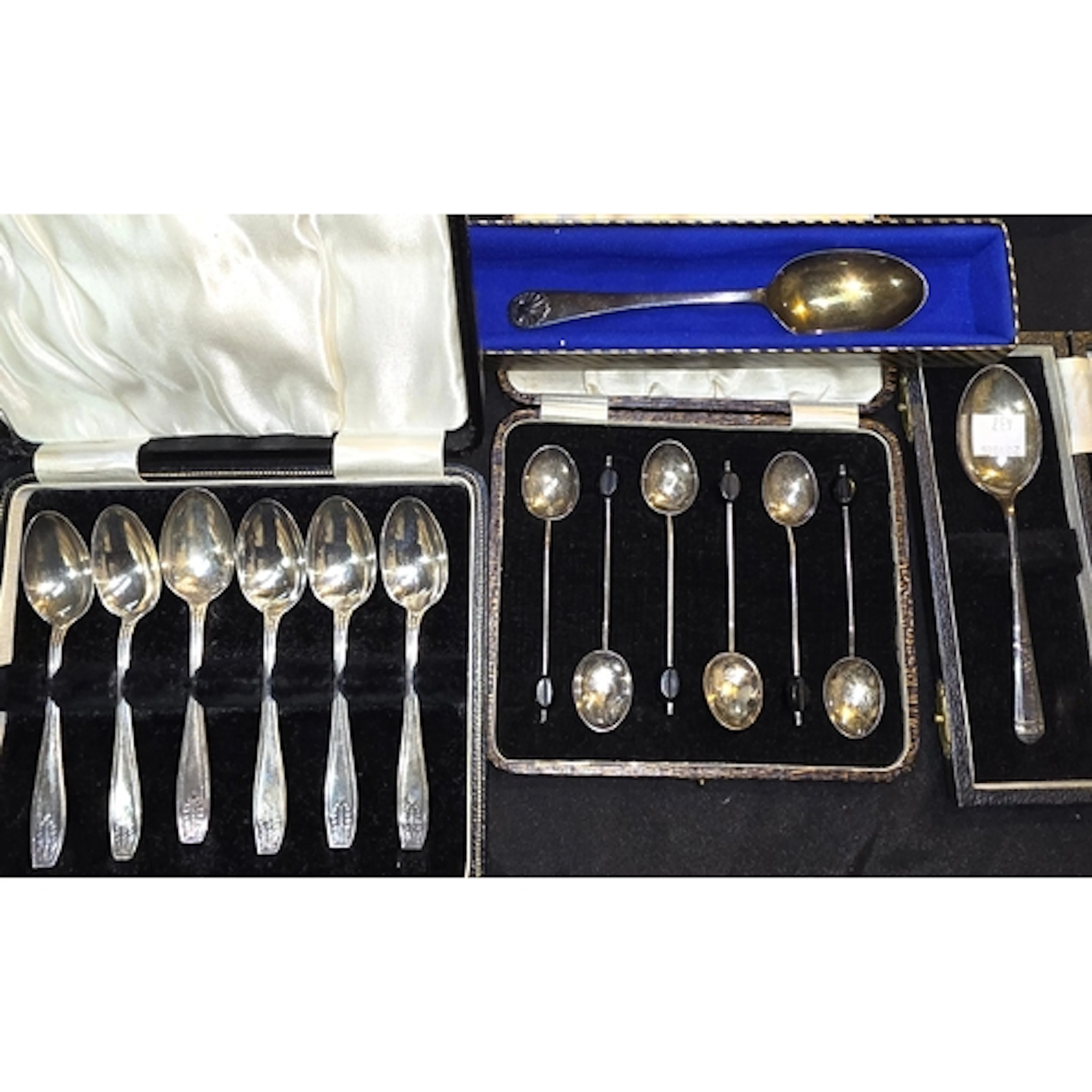 4 cased sets of hallmarked silver cutlery inc. 2 christening...