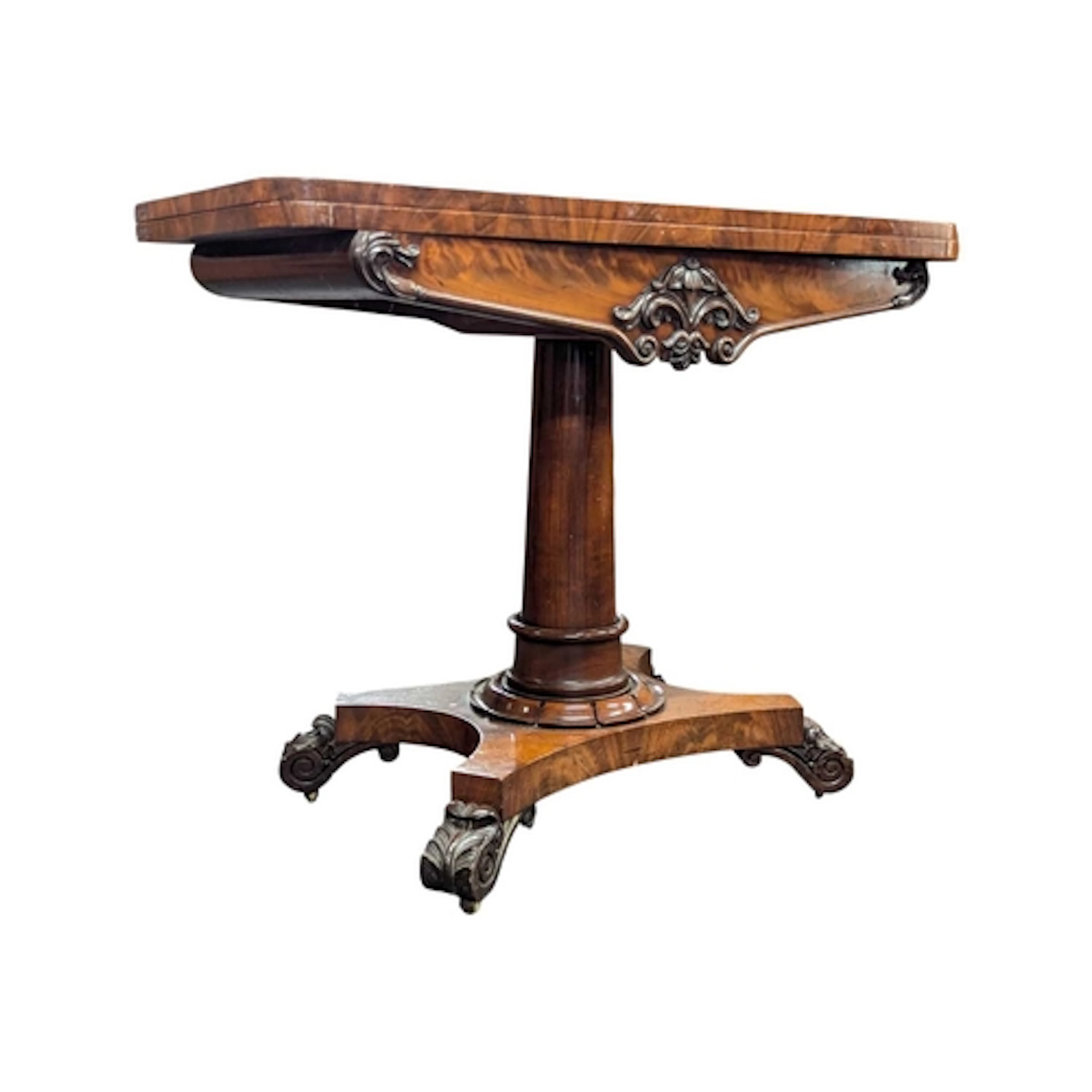 A William IV 19th century mahogany fold out card games table...