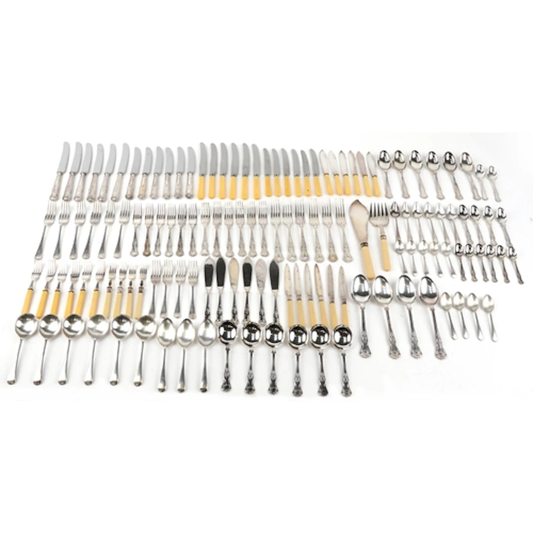 Large selection of silver plated and stainless steel cutlery...