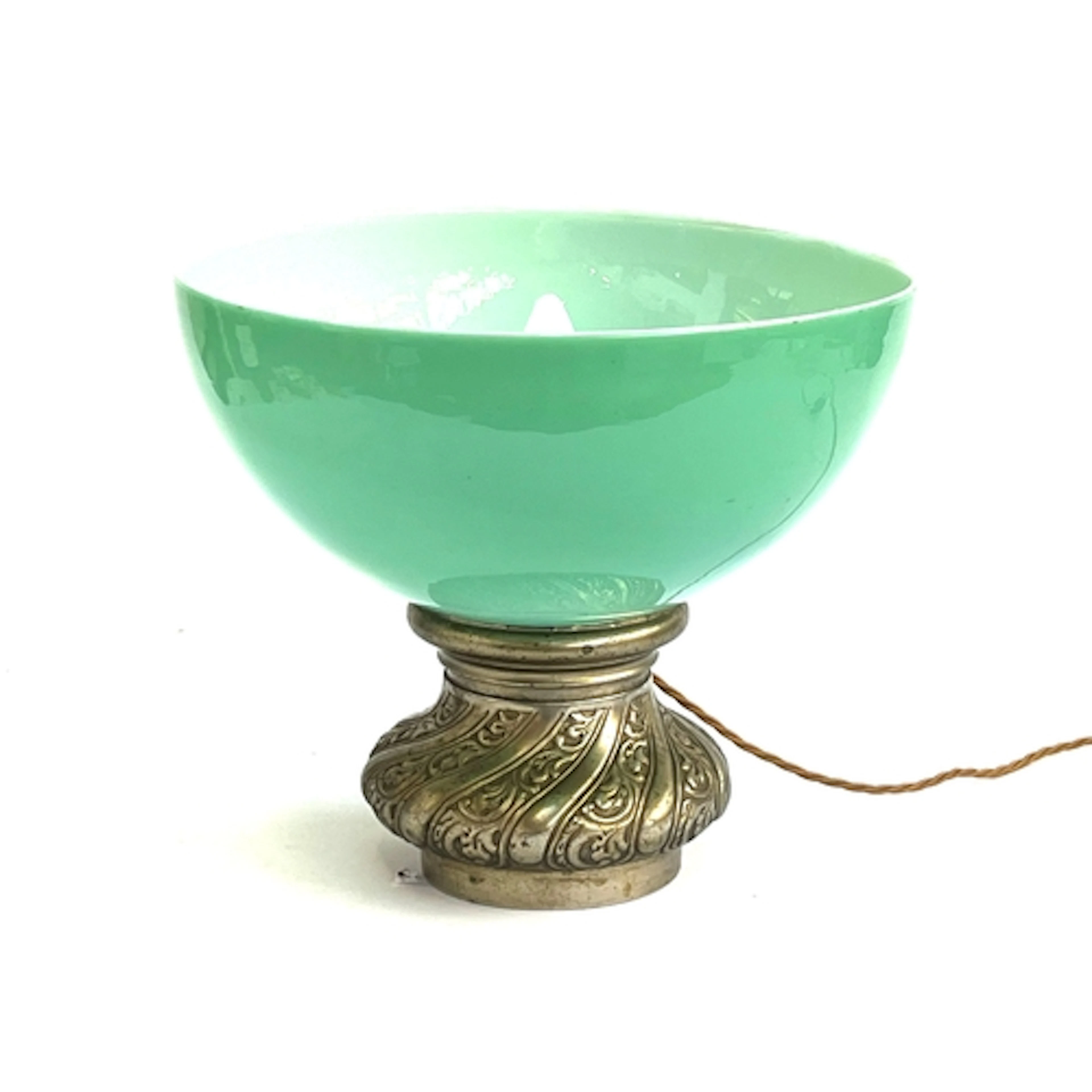 A milk glass lamp, 35cm diameter