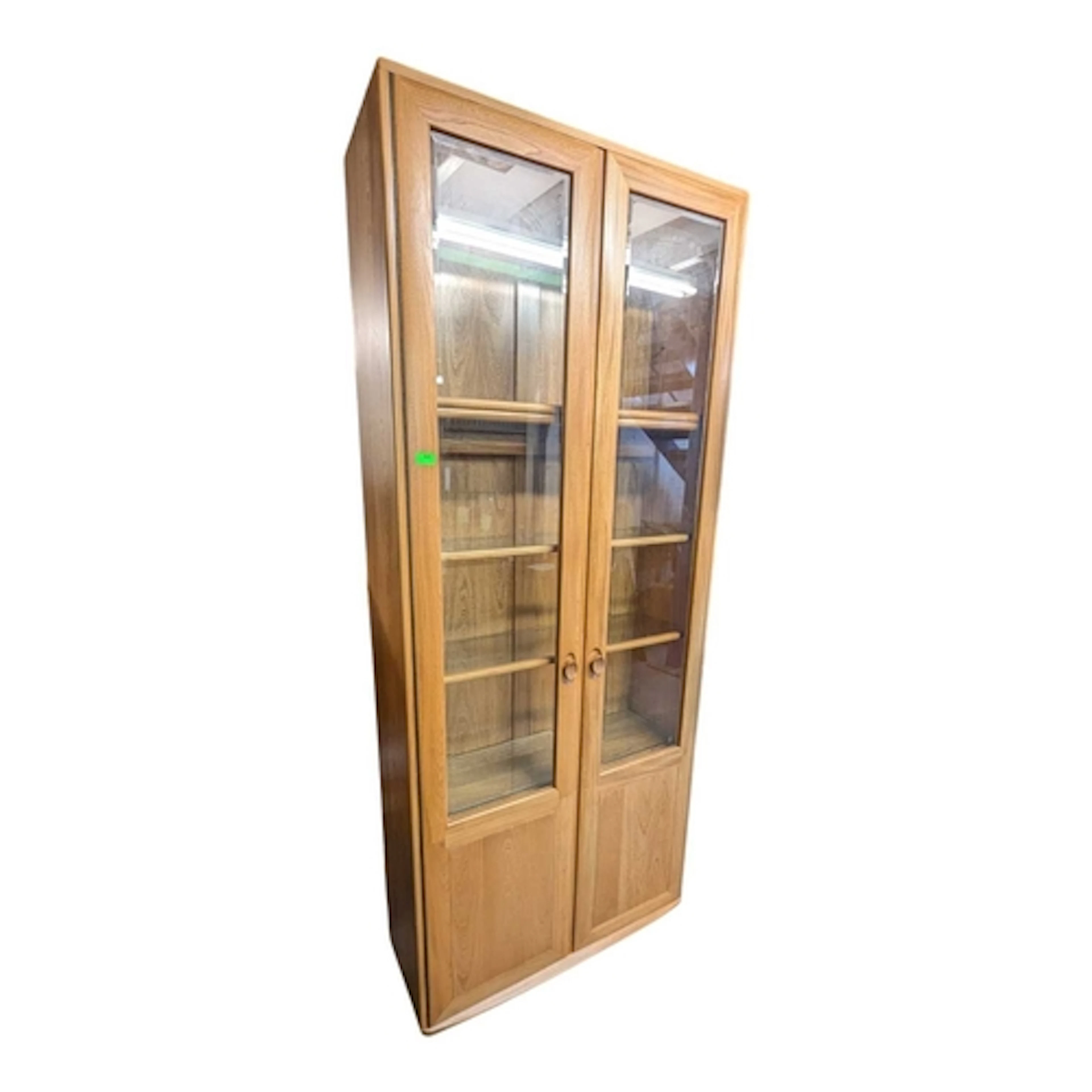 Ercol Furniture - A modern Ercol elm wood tall pedestal disp...