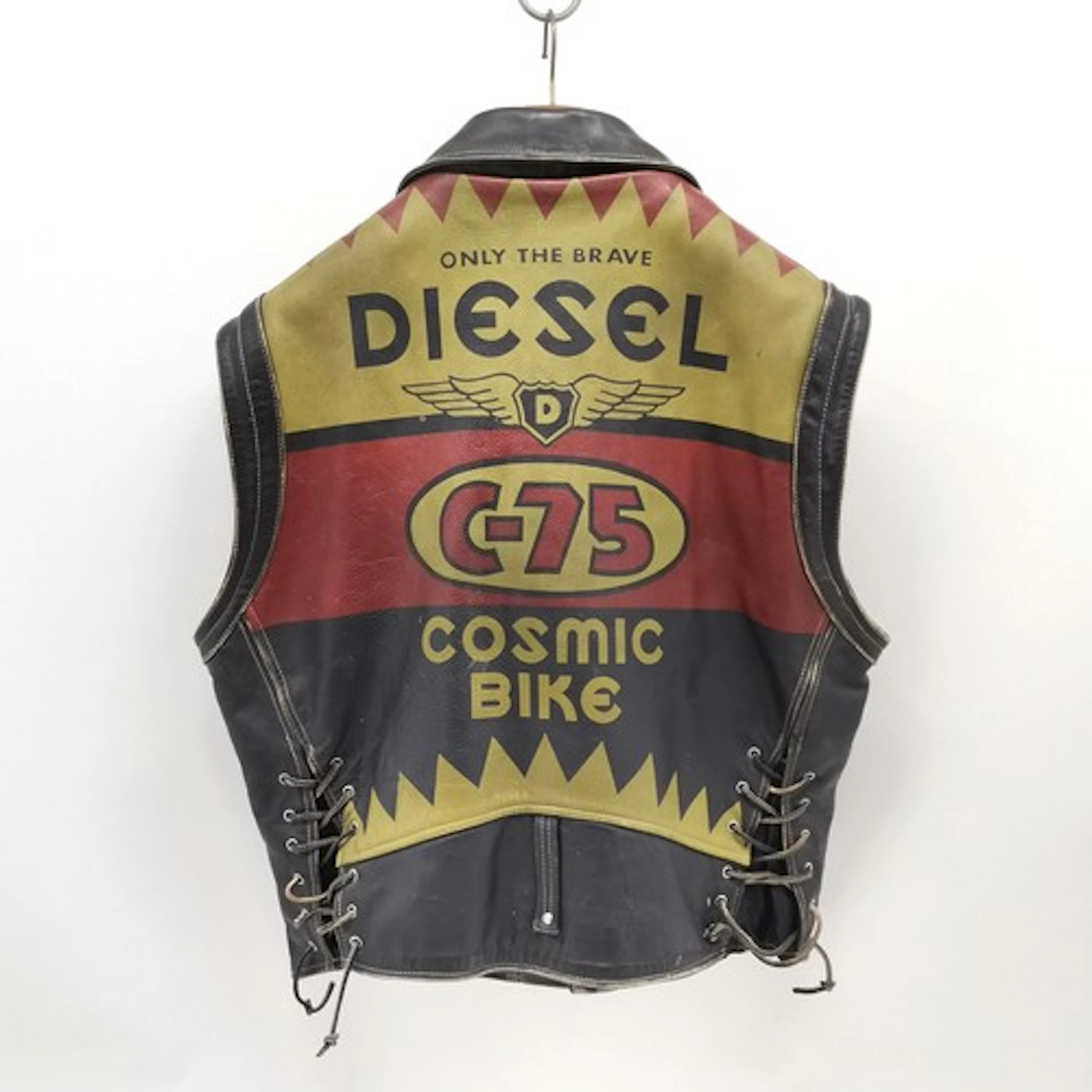 1990's Diesel C-75 cosmic bike leather sleeveless jacket - 6...