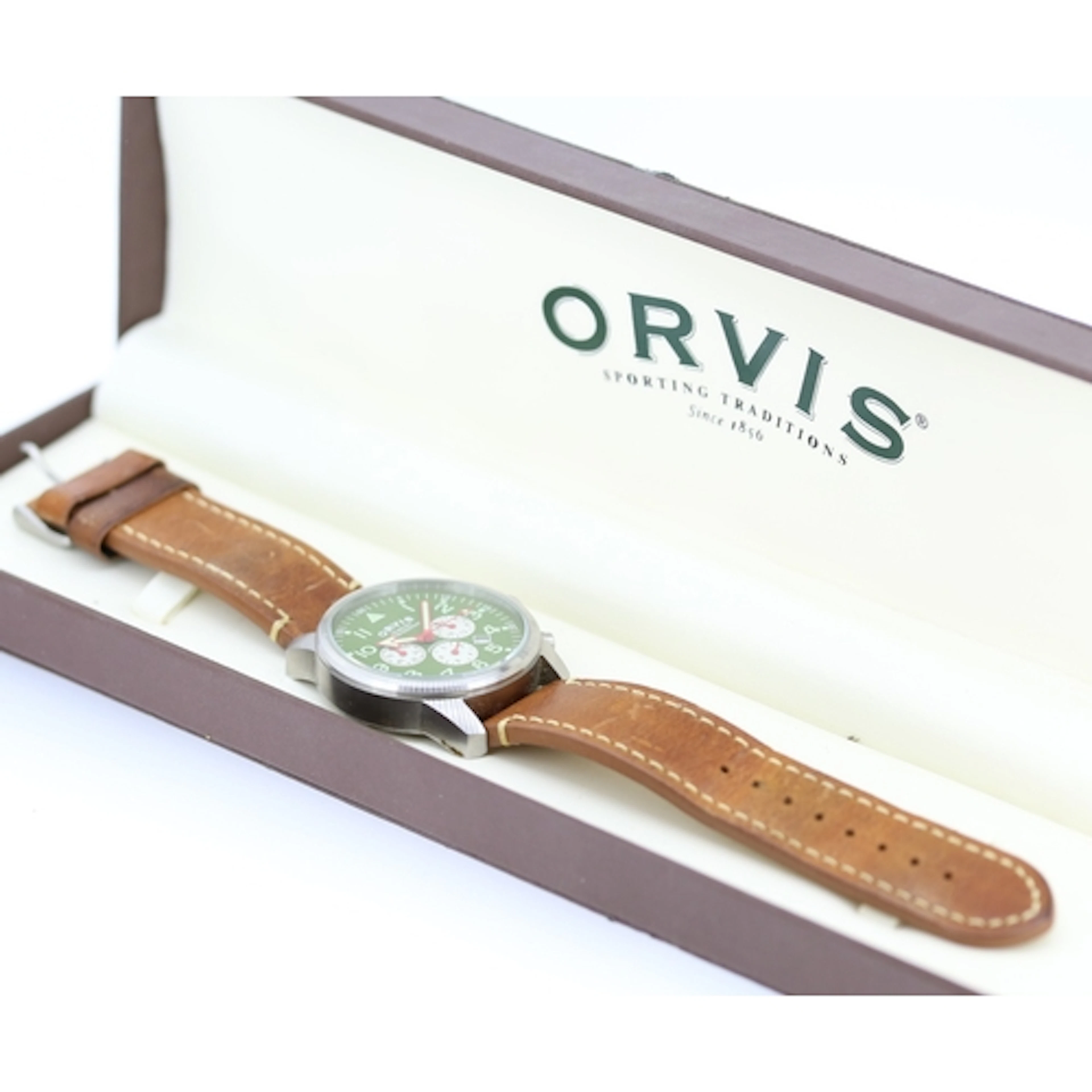 Orvis Gentleman's Chronograph Watch Japan Movement Gren Dial...
