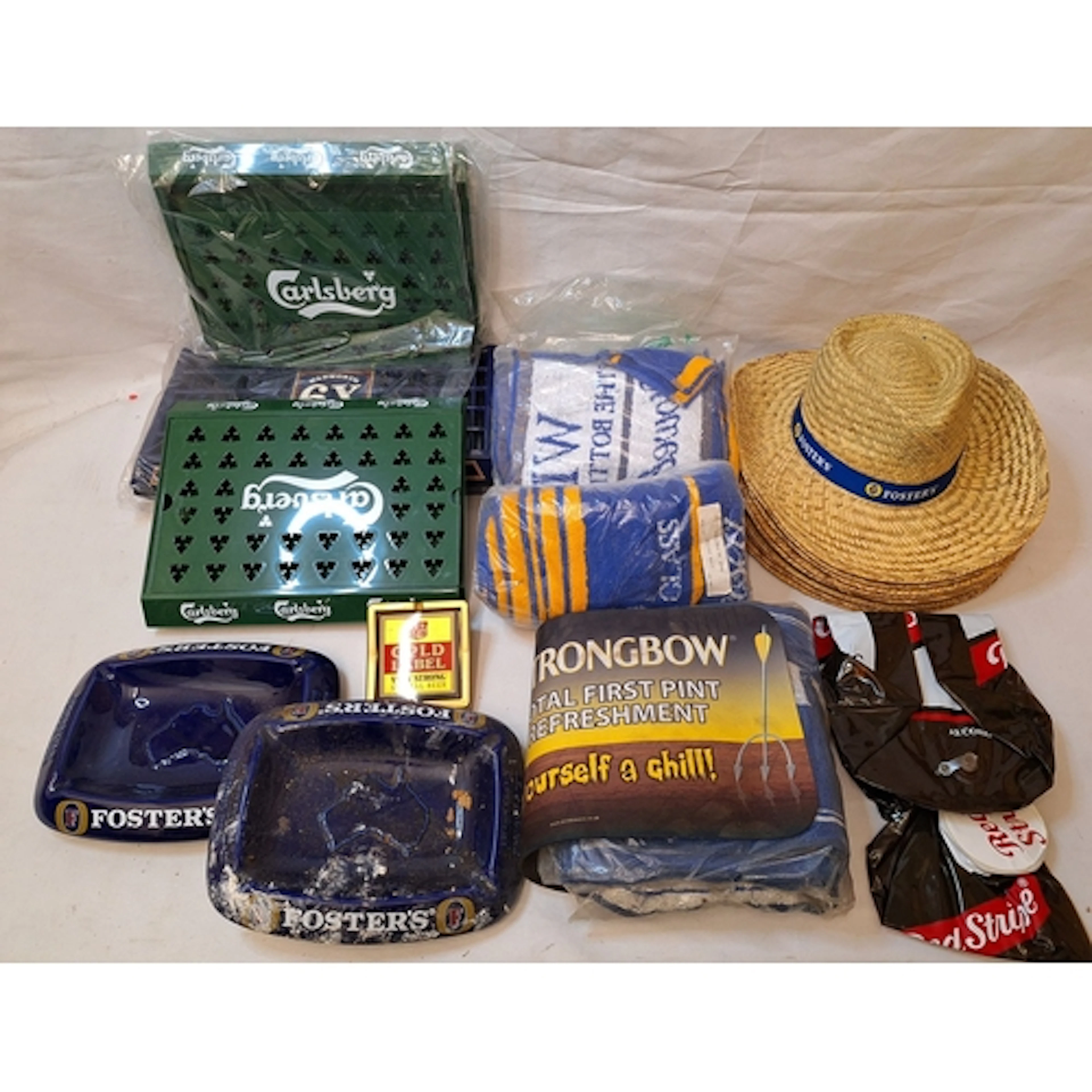 Vintage Pub Ware incl. Carlsberg drip trays, Fosters ashtray...