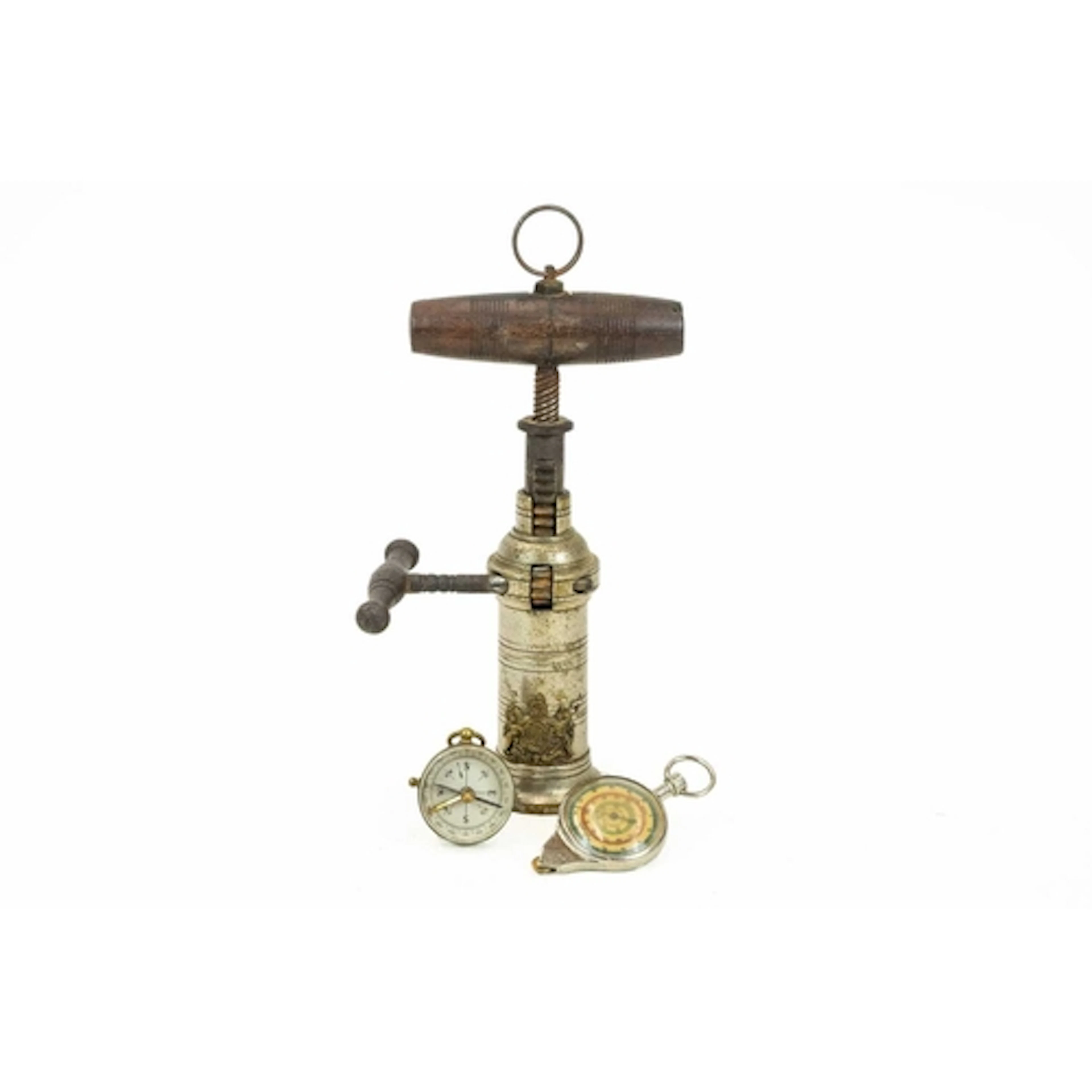 A 'Thomason' or 'King's Screw' corkscrew. With fruitwood top...