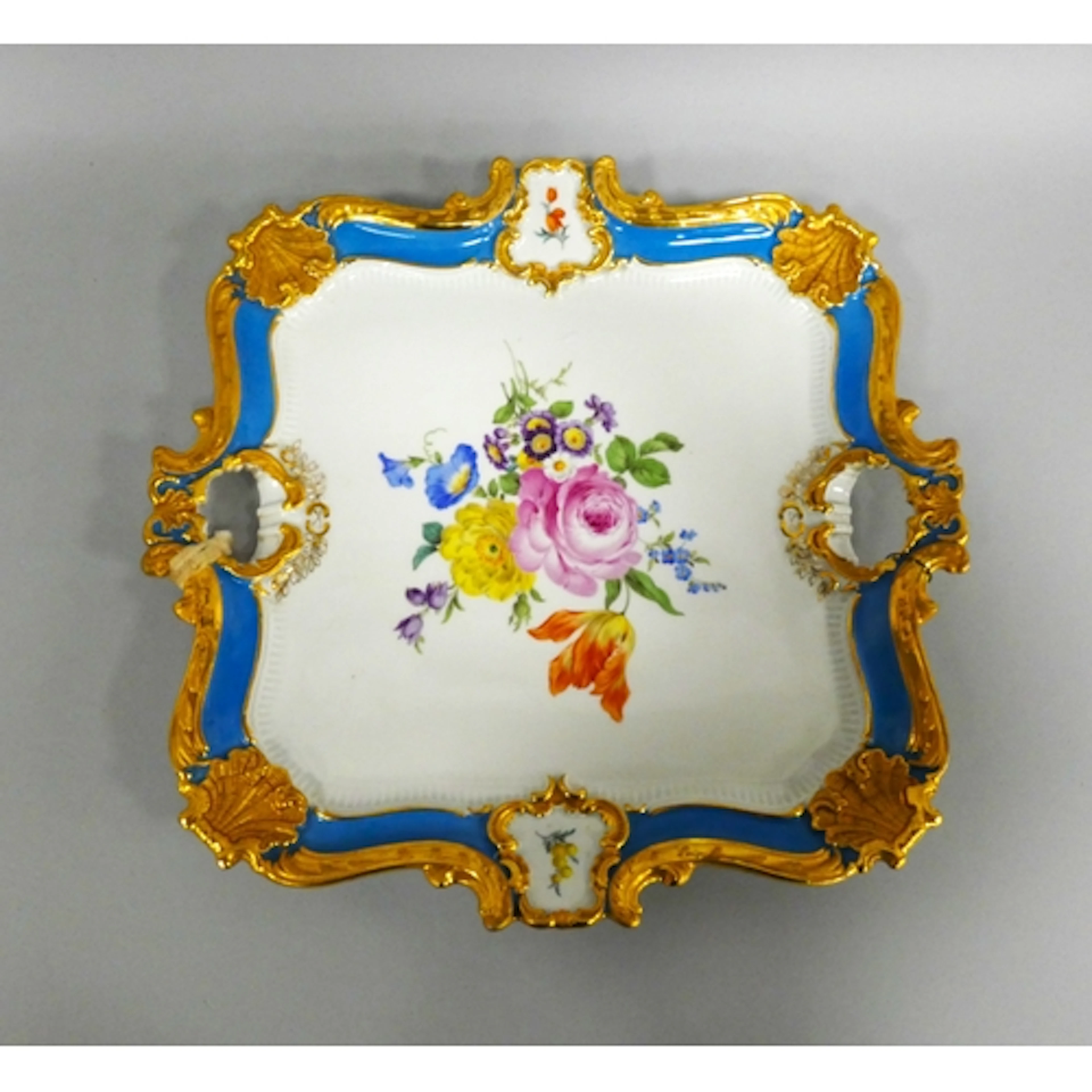 Meissen porcelain square shaped showpiece tray c. Early 20th...