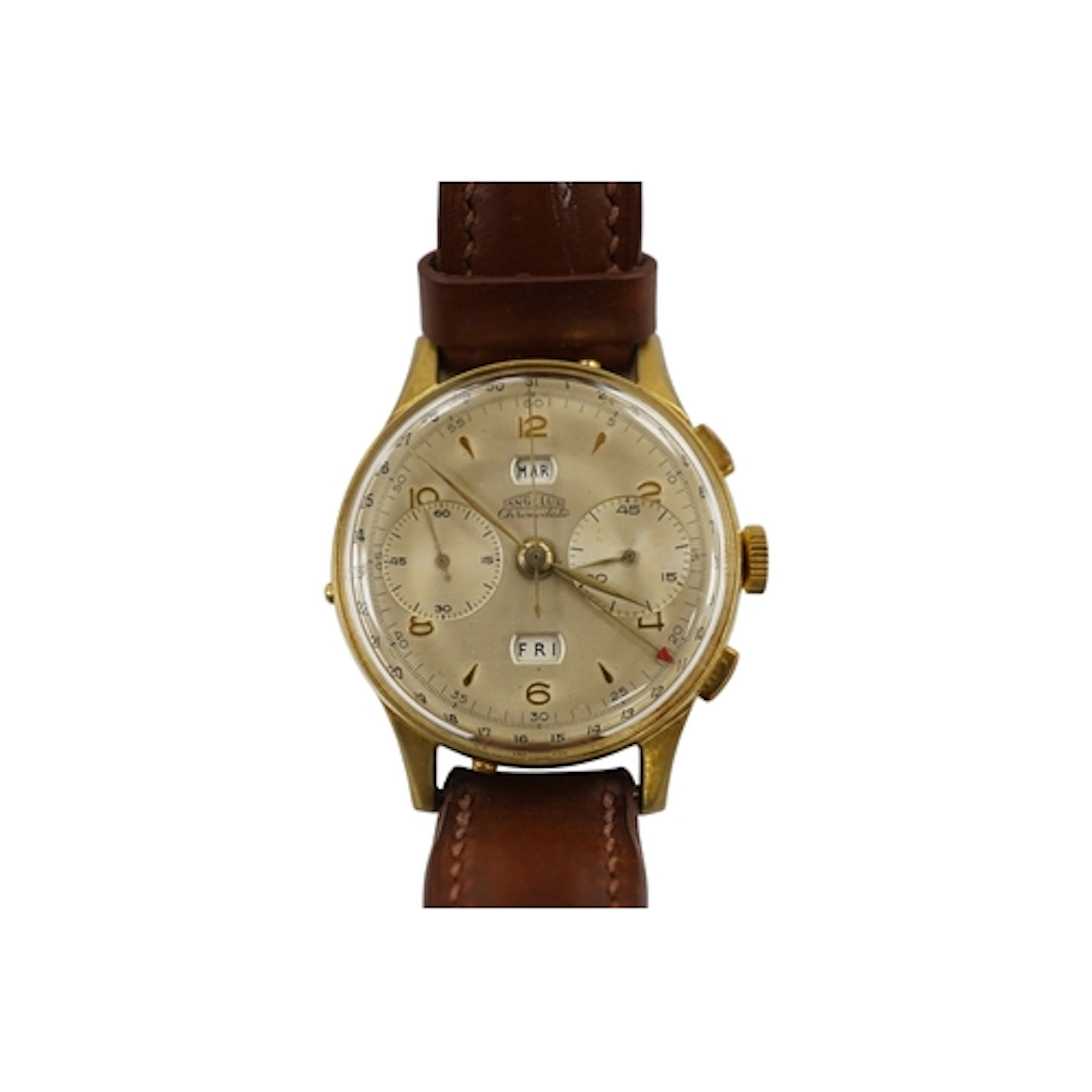 A gentleman's steel and gold plated Angelus Chronodate manua...