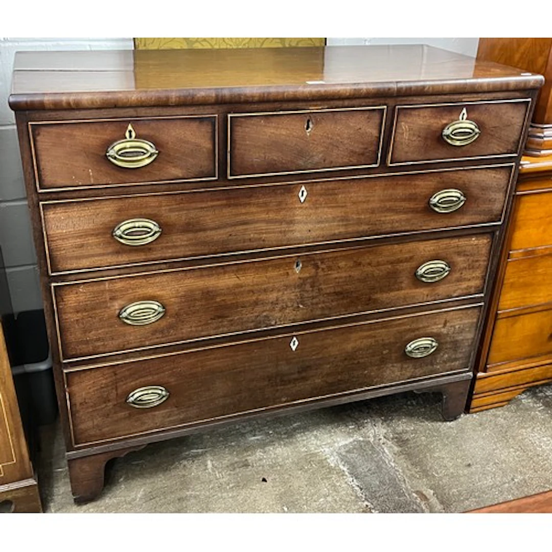 19th century mahogany chest of three short and three long dr...