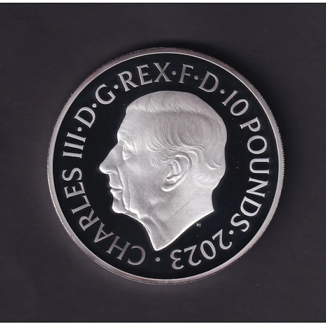 2023 UK King Charles III Royal Mint silver proof £10 5oz coi...