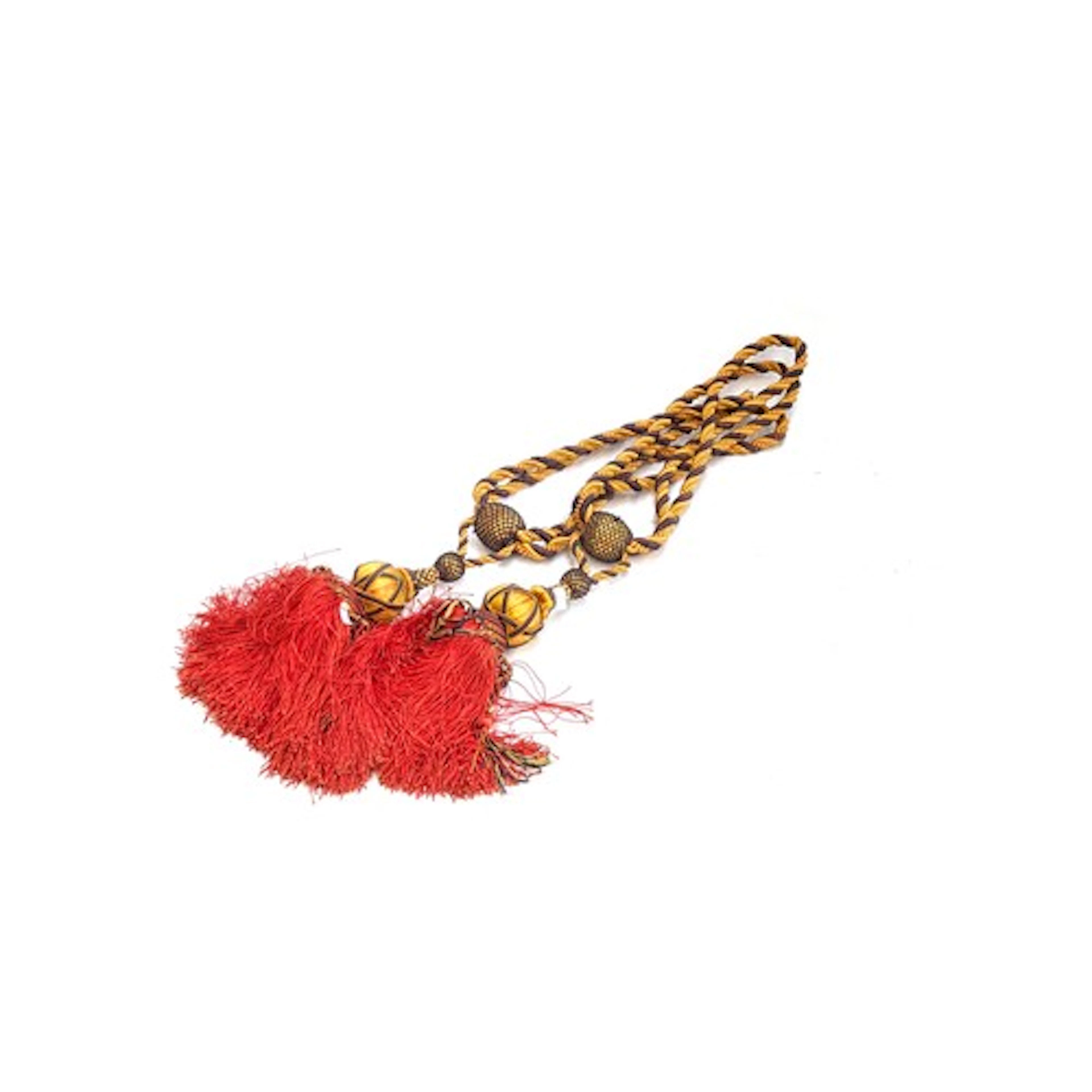 A pair of silk curtain tie backs