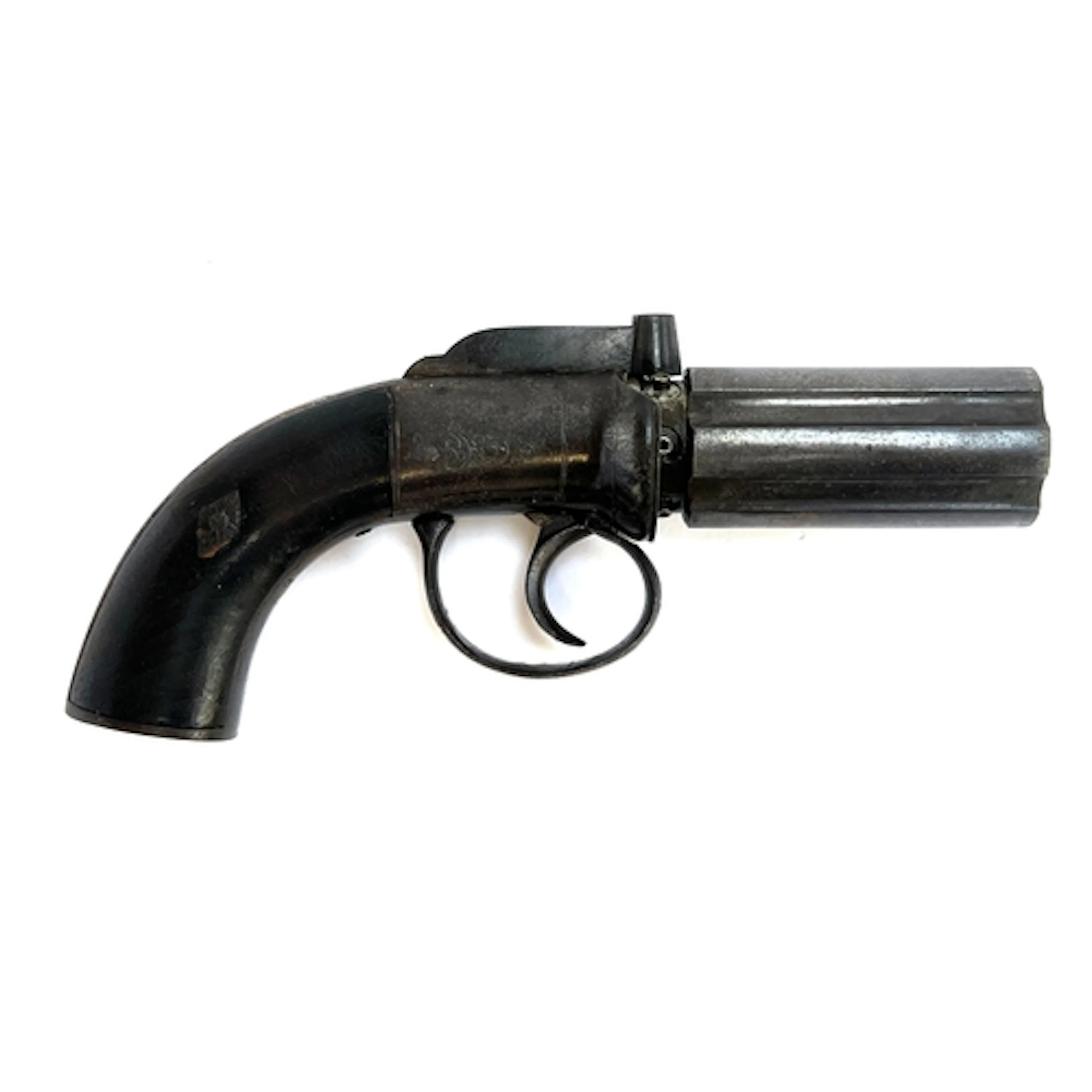 An antique six-shot percussion pepperbox revolver, with engr...