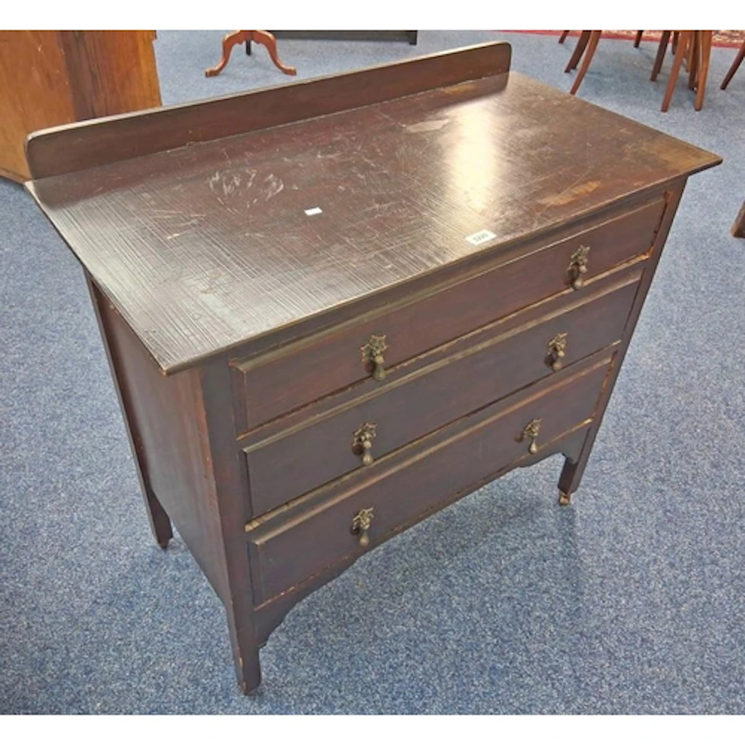 EARLY 20TH CENTURY MAHOGANY CHEST OF 3 DRAWERS, 87CM TALL X ...