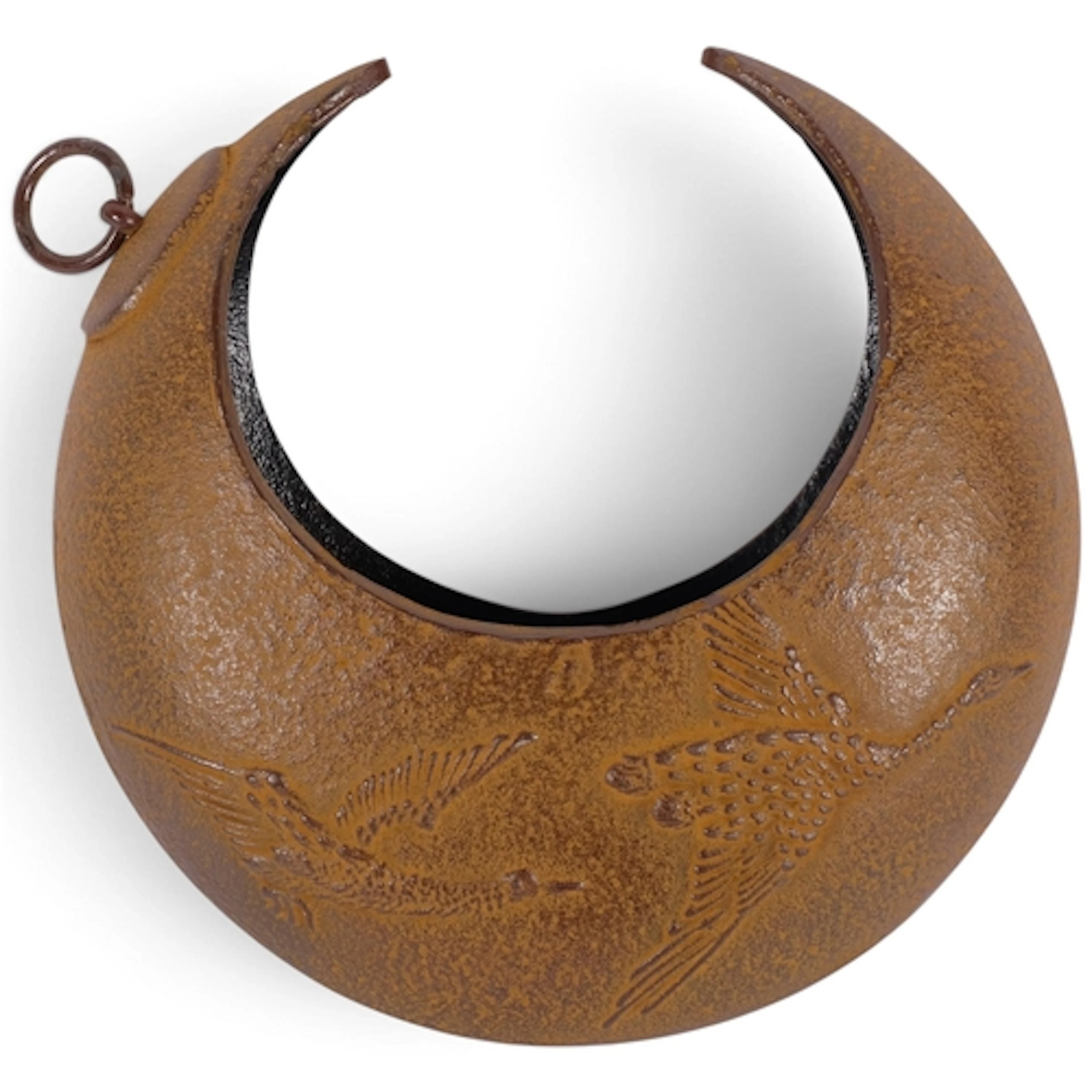 A Japanese cast-iron crescent-shape flower vase (Ikebana), w...