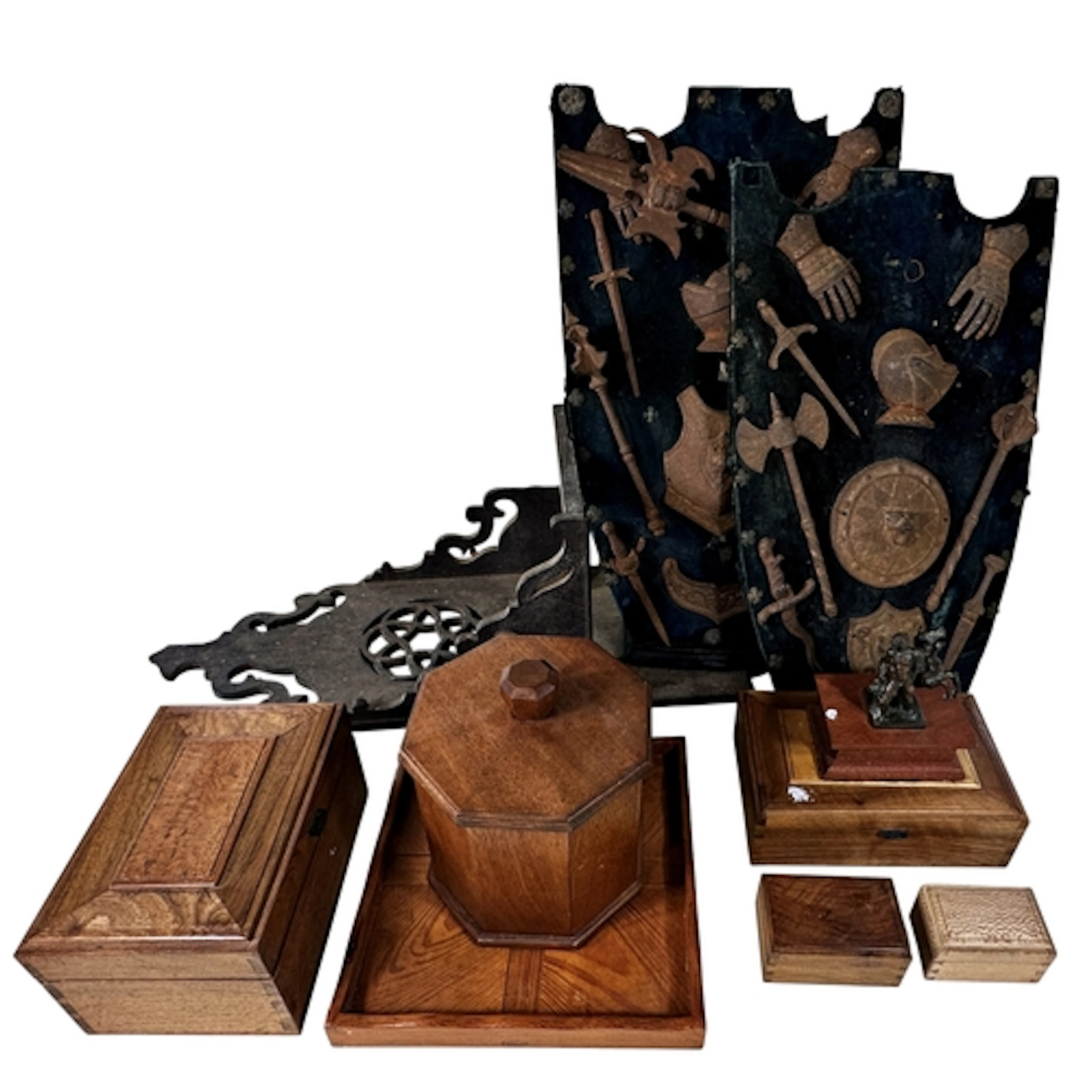A collection of Cotswolds school and other similar wooden bo...