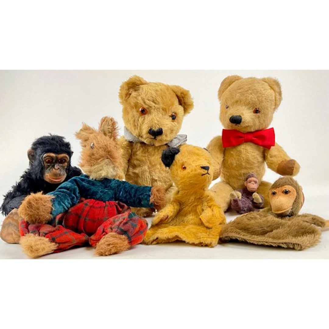 A Sooty hand puppet, 1950-60s, with golden mohair, orange an...