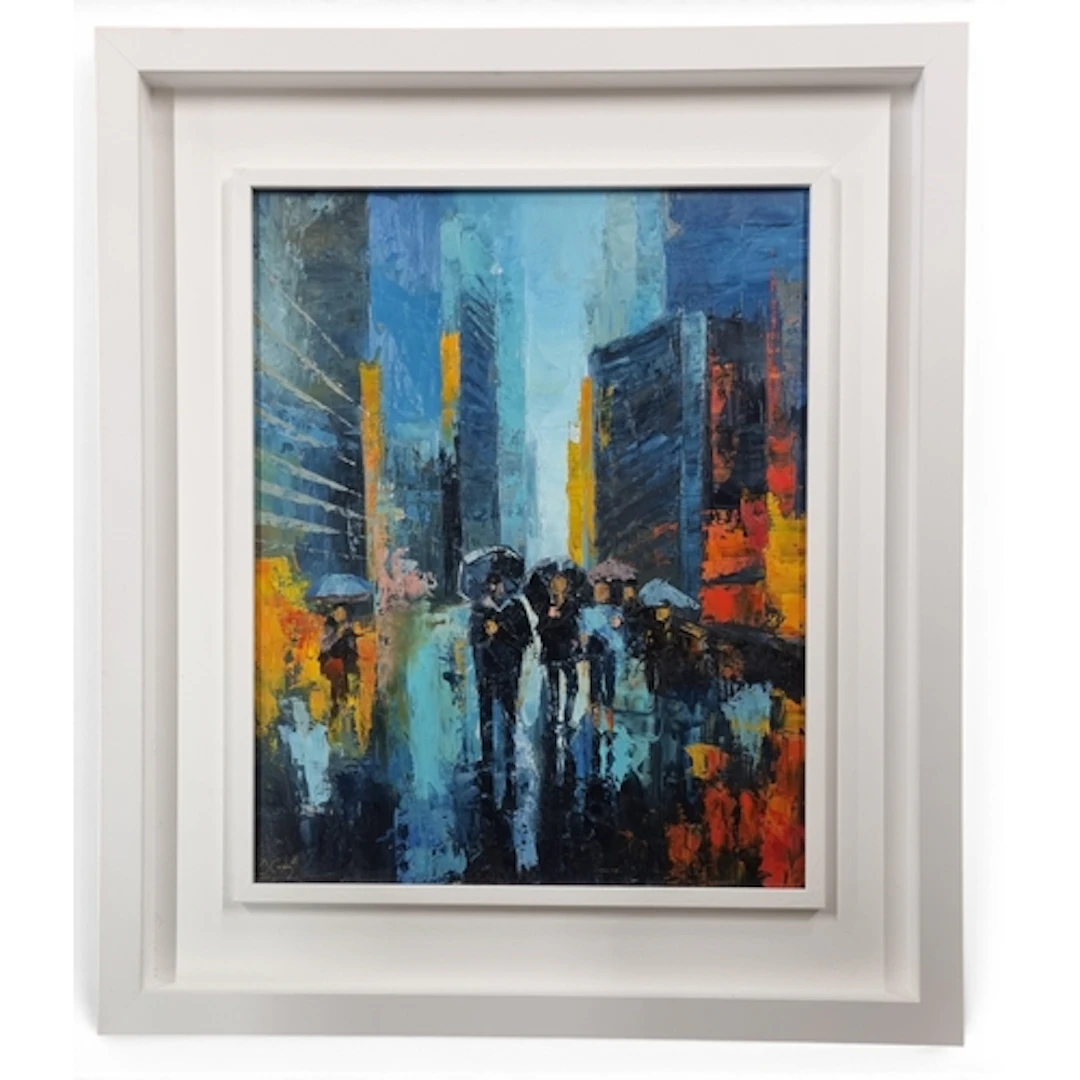 Joe Carey (Irish). 'New York', Acrylic on Board. An impressi...