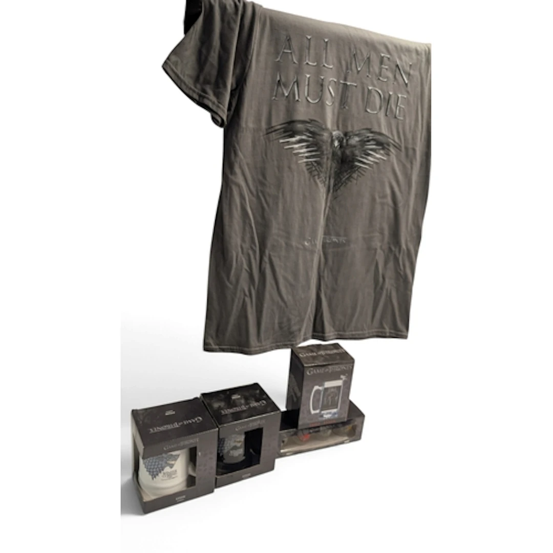 Selection of Game of Thrones memorabilia inc. mugs, shot gla...