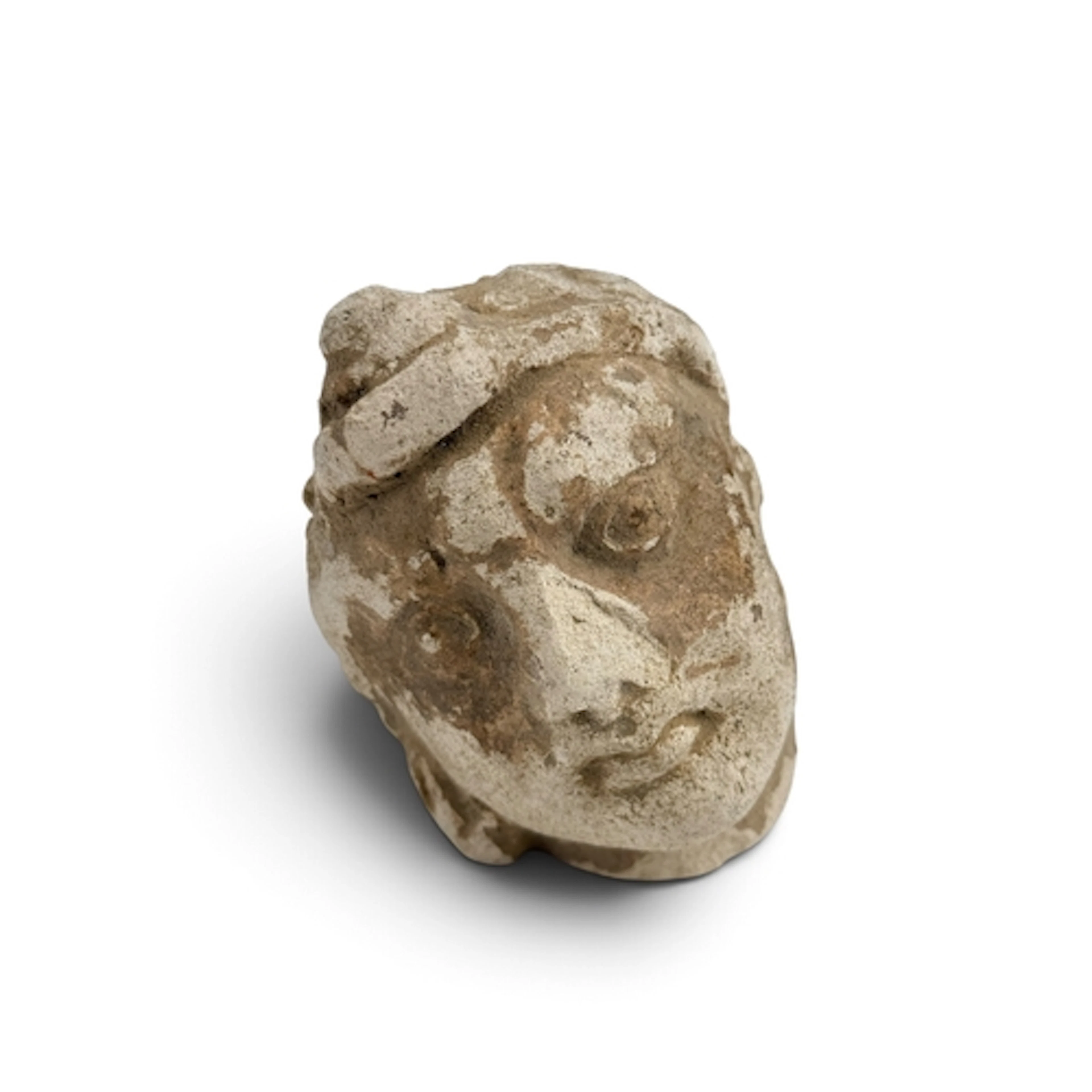 AN ANCIENT STYLE TERRACOTTA HEAD 10cm L
