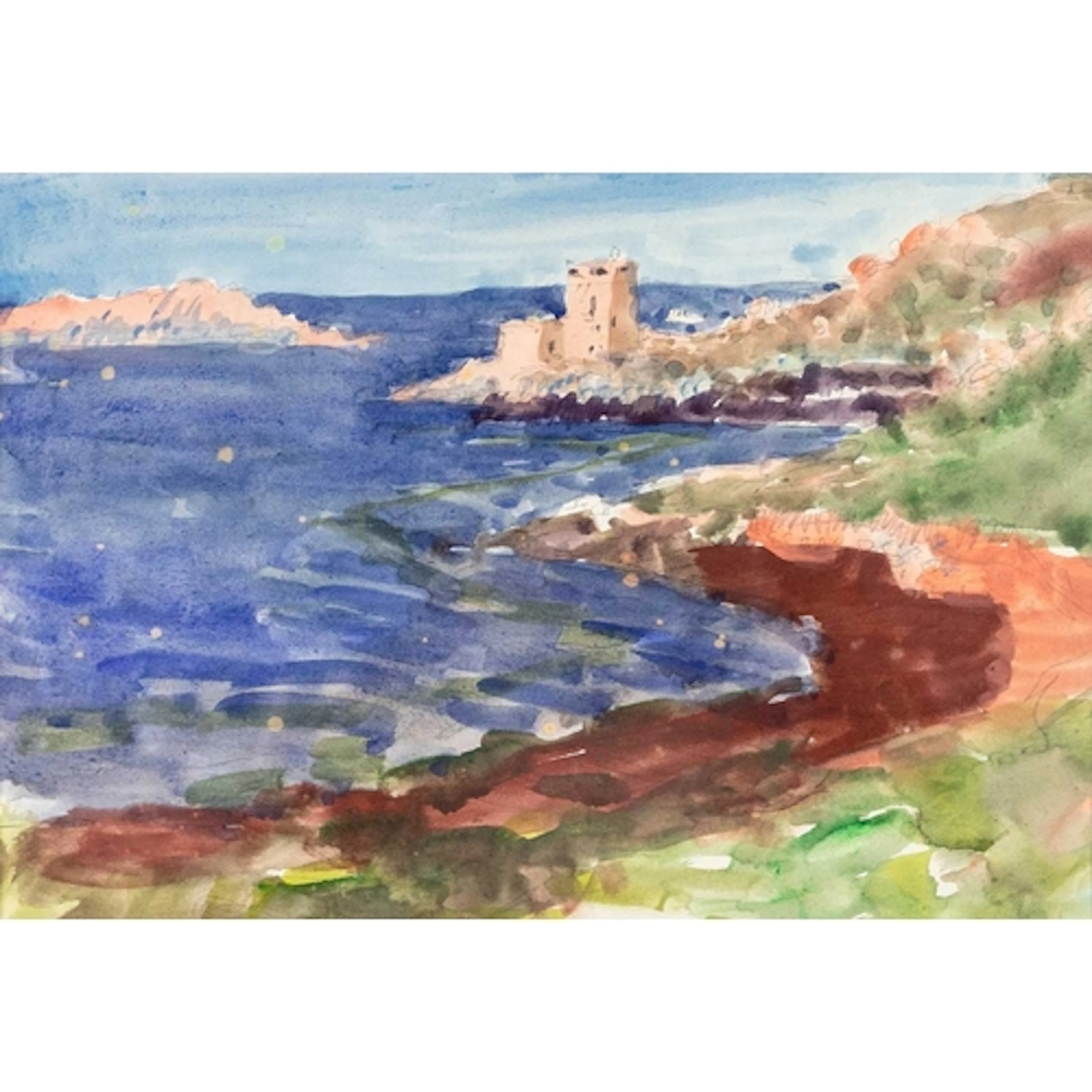 § John MILLER (1931-2002) Cromwell's Castle, Tresco Gouache...