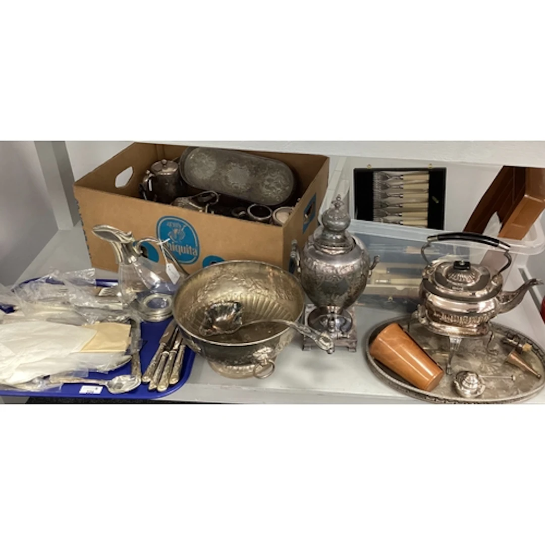 A Collection of Assorted Plated Ware, including tea wares, p...