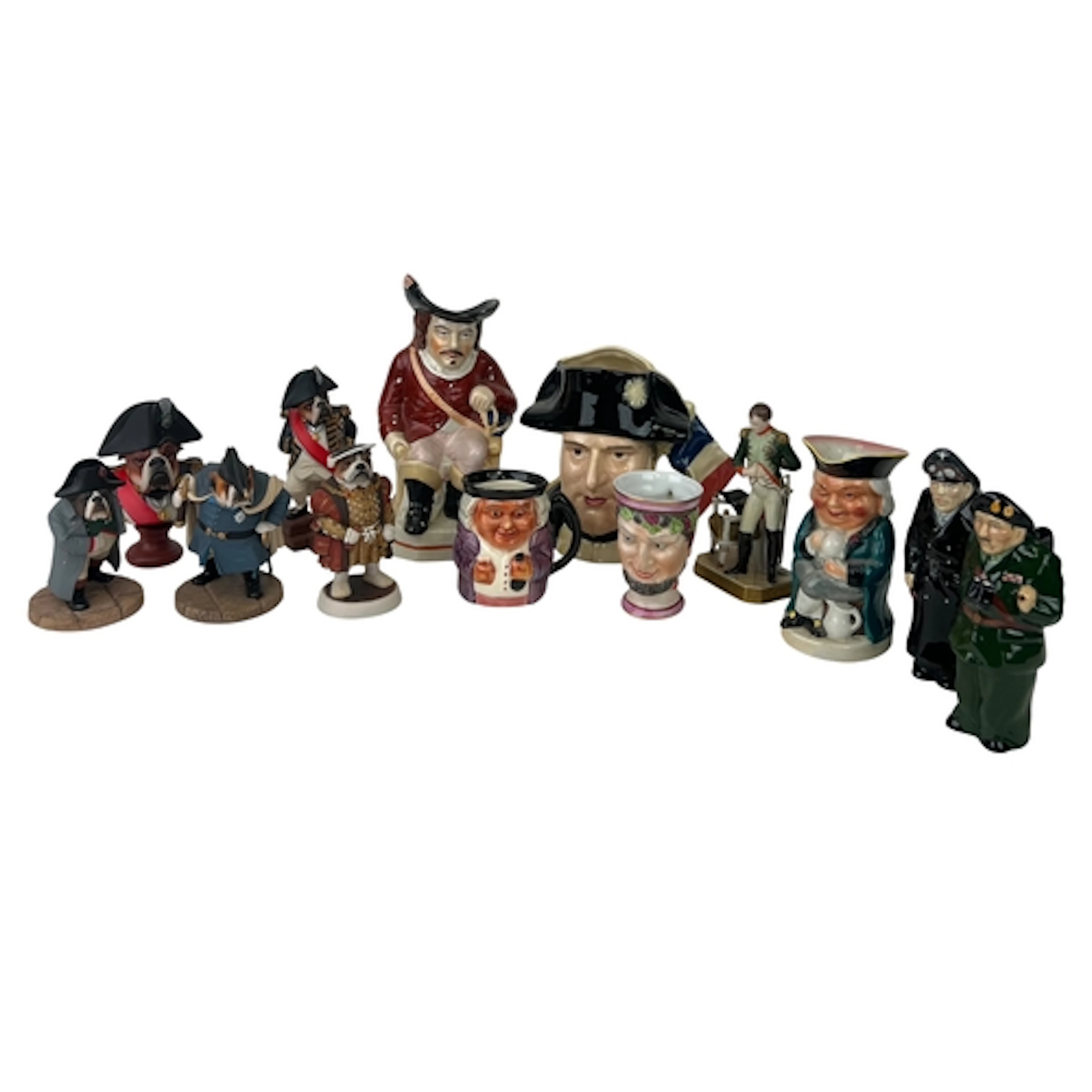 A GROUP OF 19TH CENTURY AND LATER CHARACTER JUGS AND FIGURES...