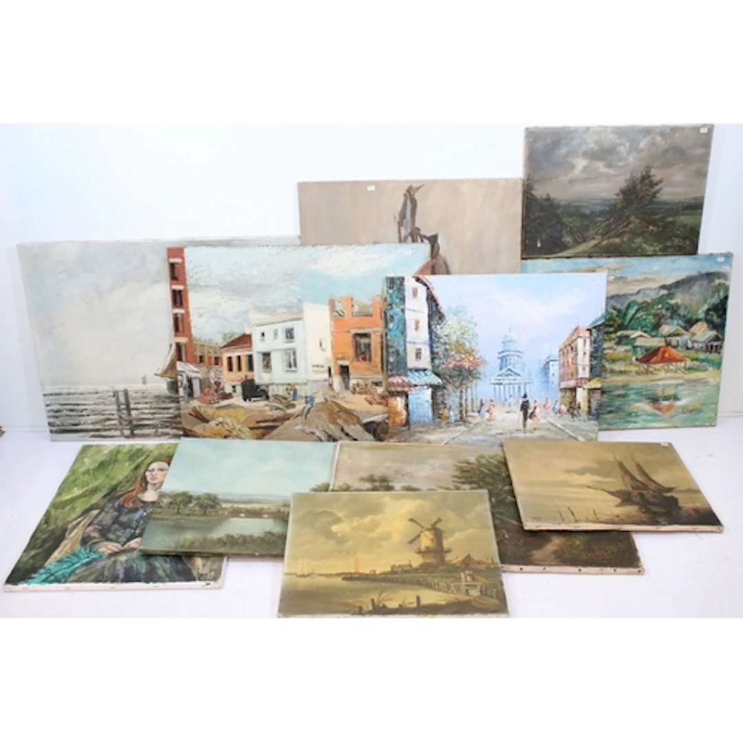 Eleven late 19th century and later oil paintings by various ...