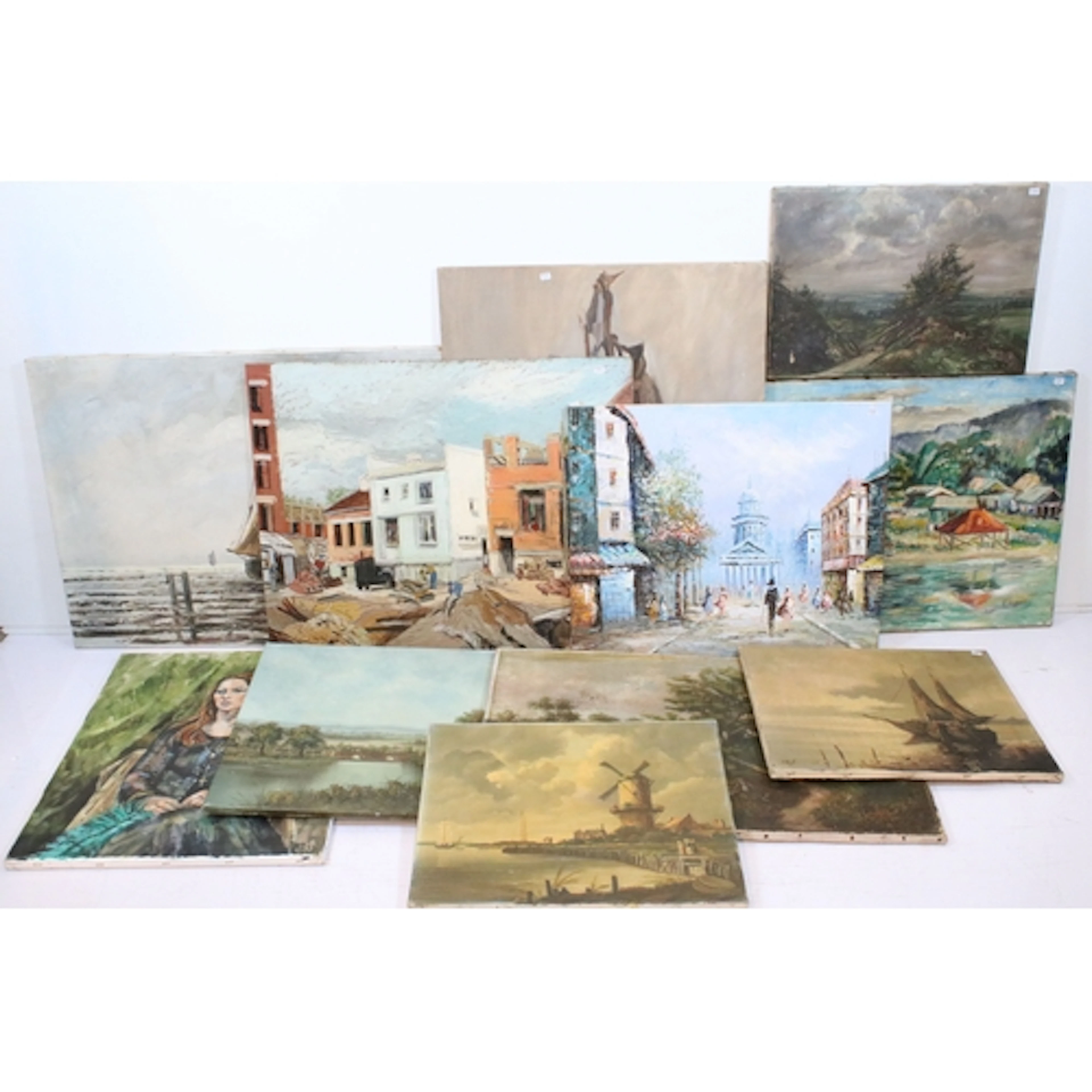 Eleven late 19th century and later oil paintings by various ...