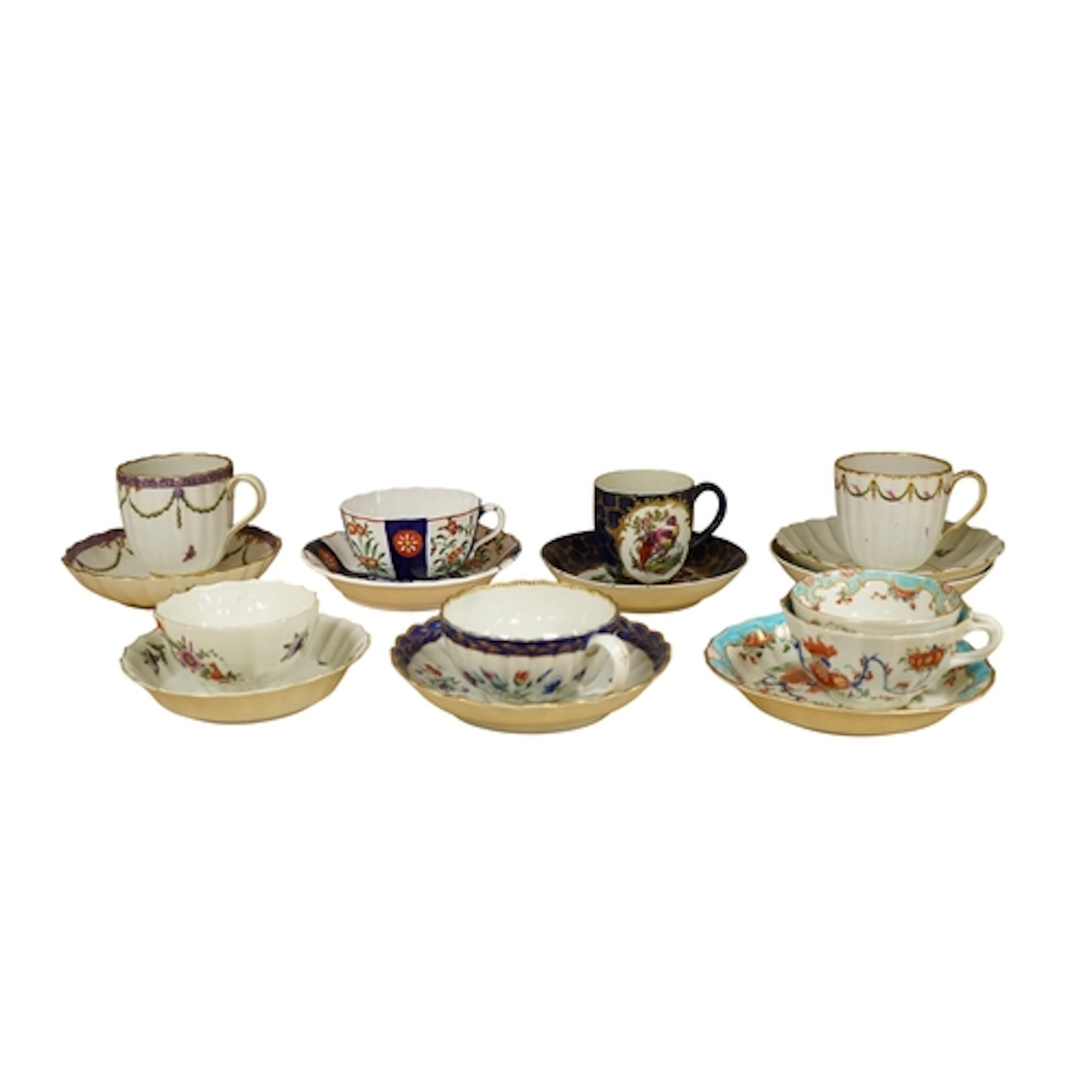 A group of 18th century Worcester and Derby tea and coffee w...