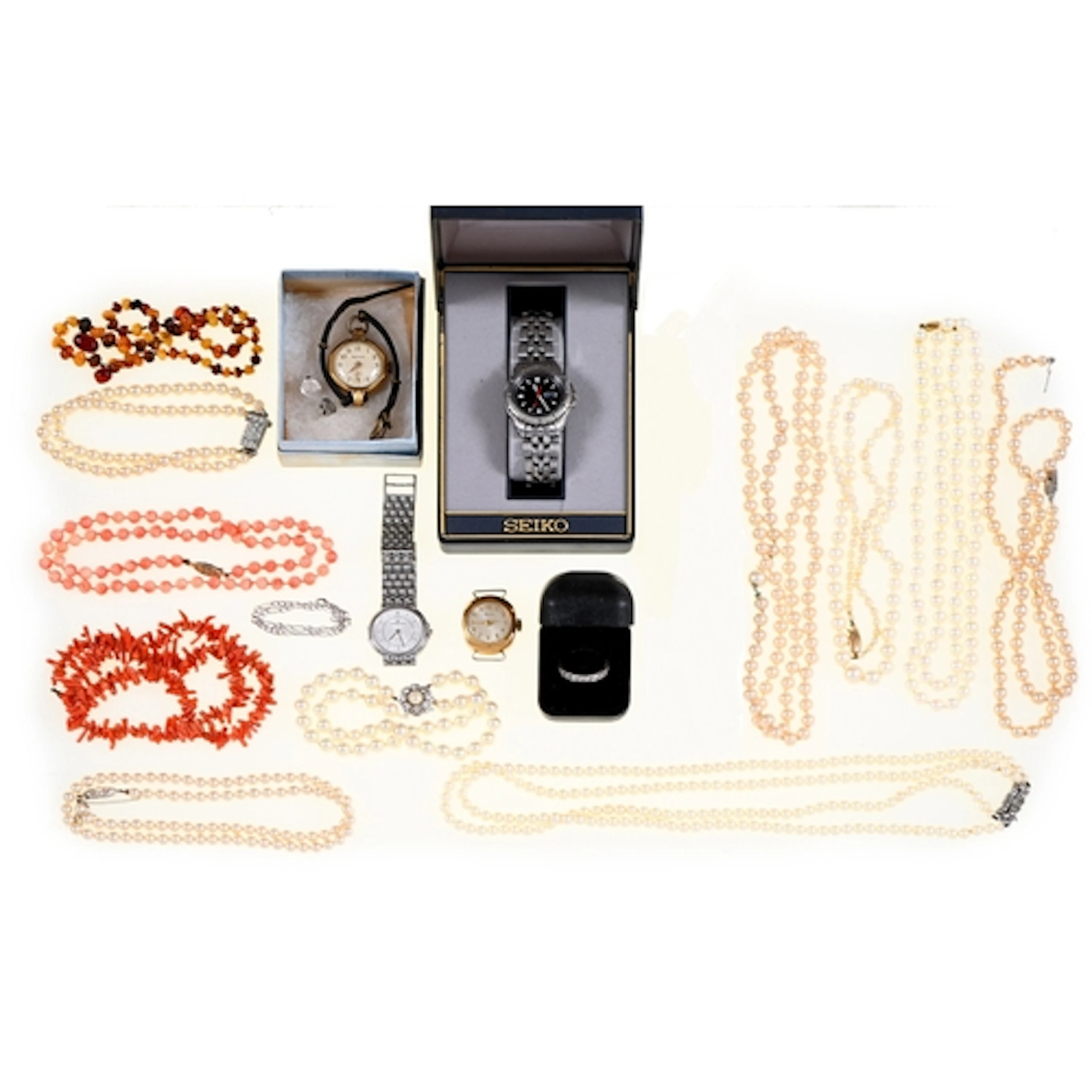 Miscellaneous costume jewellery and watches, to include a wh...