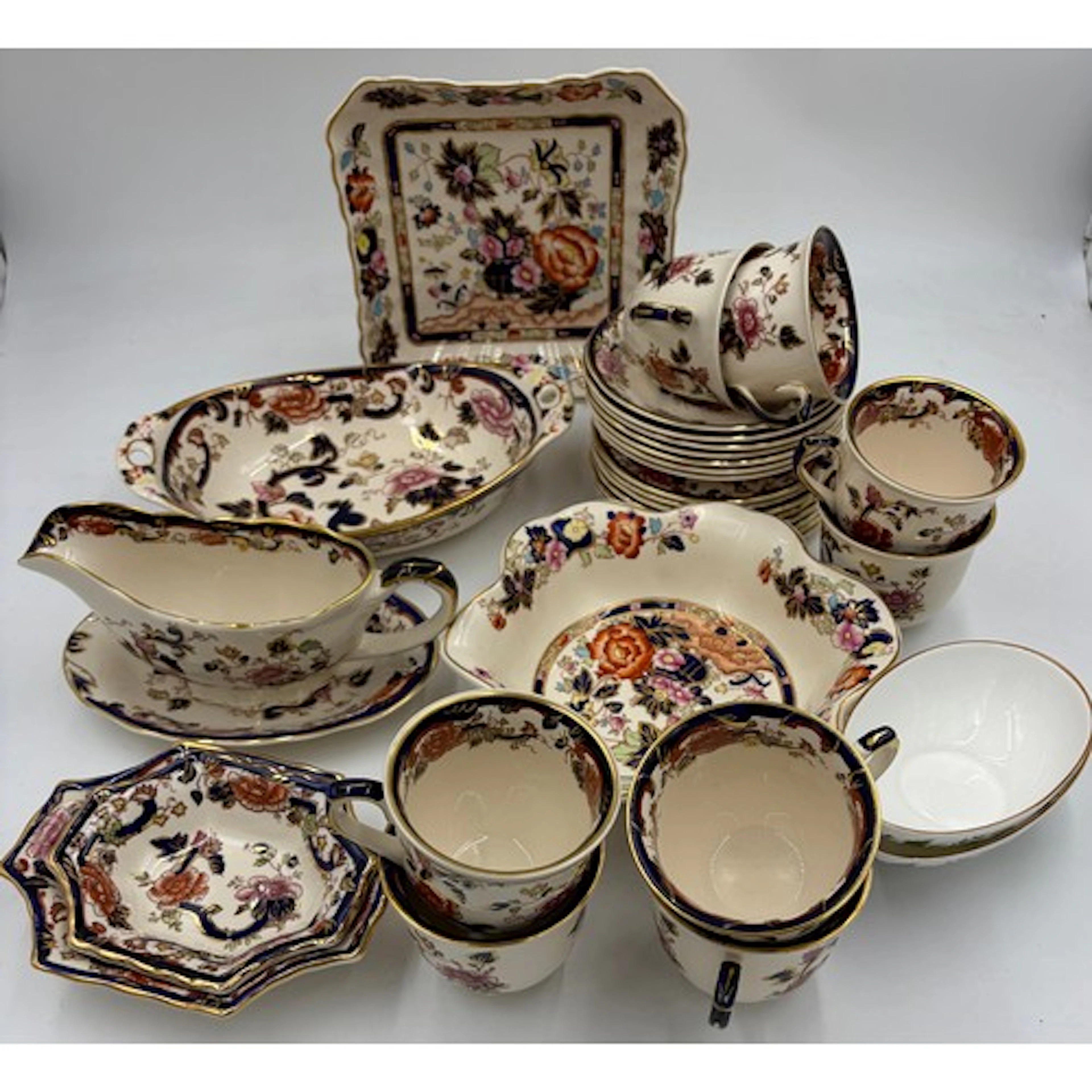 A part tea set of Masons Ironstone Mandalay comprising of sq...