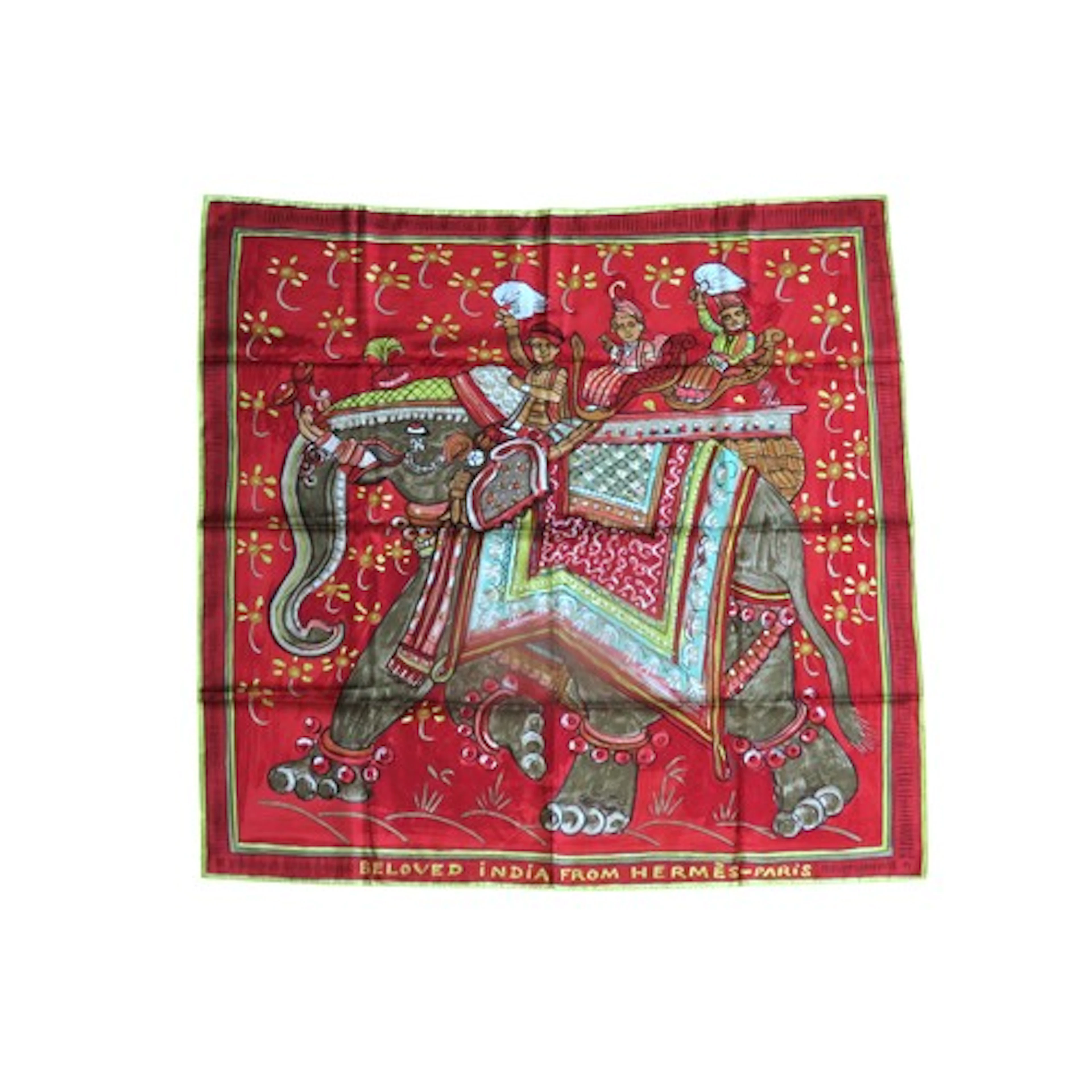 HERMES CARRE 90 'BELOVED INDIA' SILK SCARF BY PHILIPPE DUMAS...