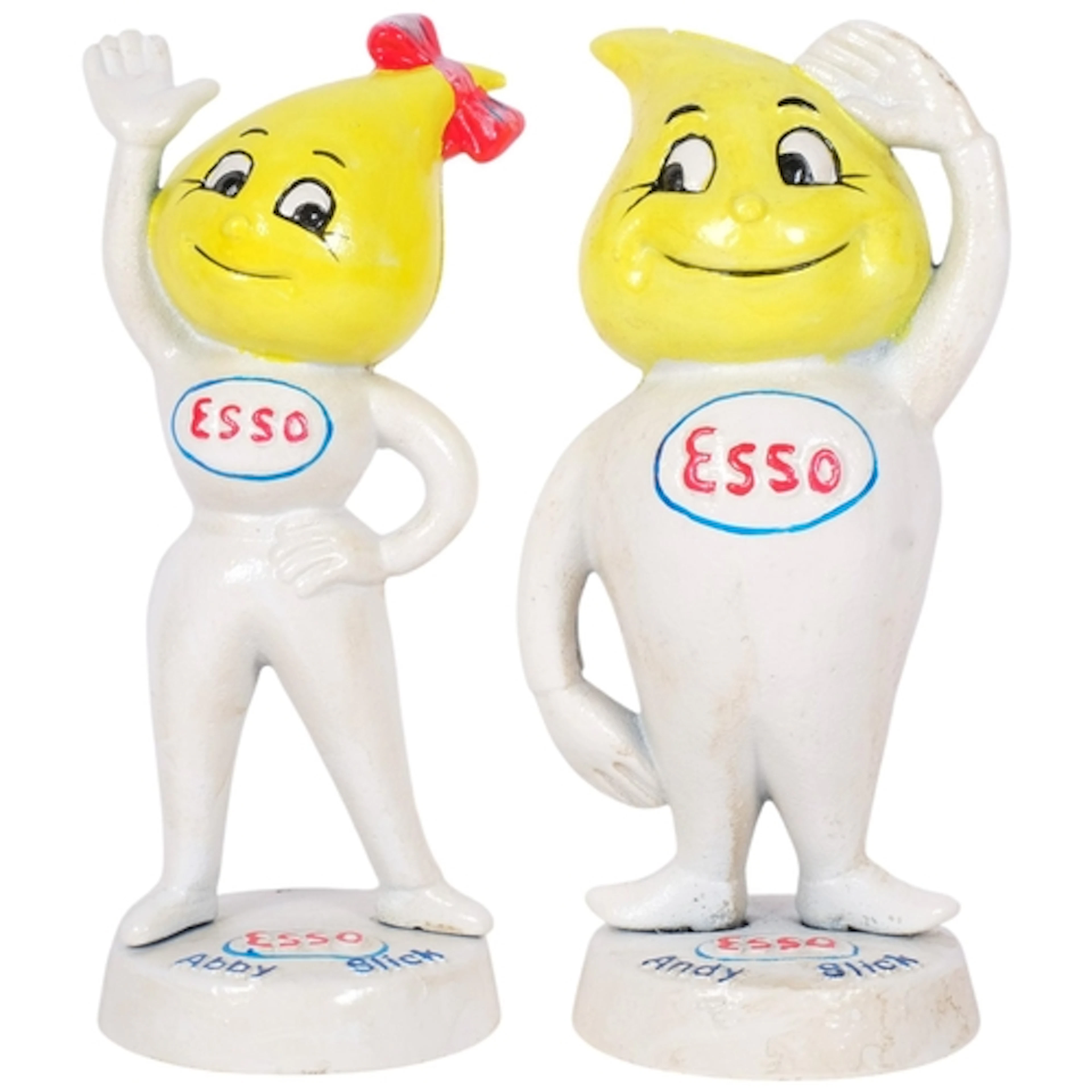 2 cast-iron painted drip figures, Andy and Abby, tallest 24c...